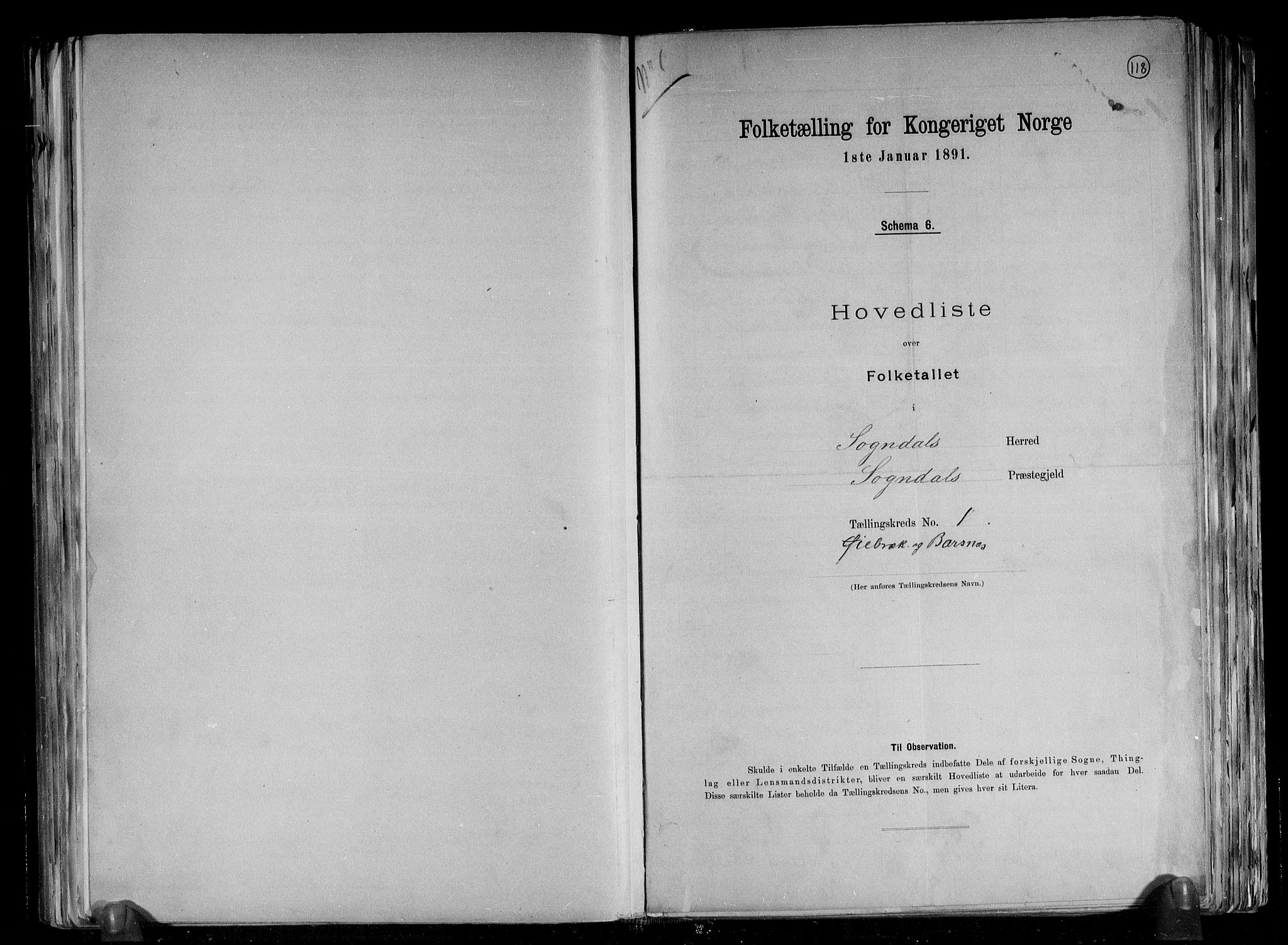 RA, 1891 census for 1420 Sogndal, 1891, p. 4