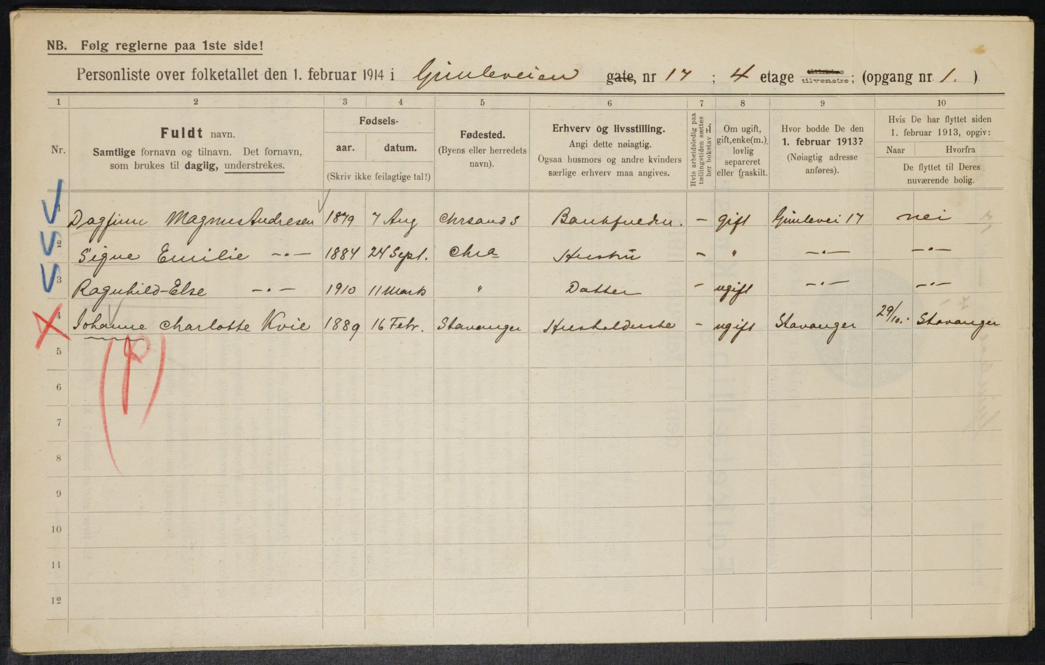 OBA, Municipal Census 1914 for Kristiania, 1914, p. 29316