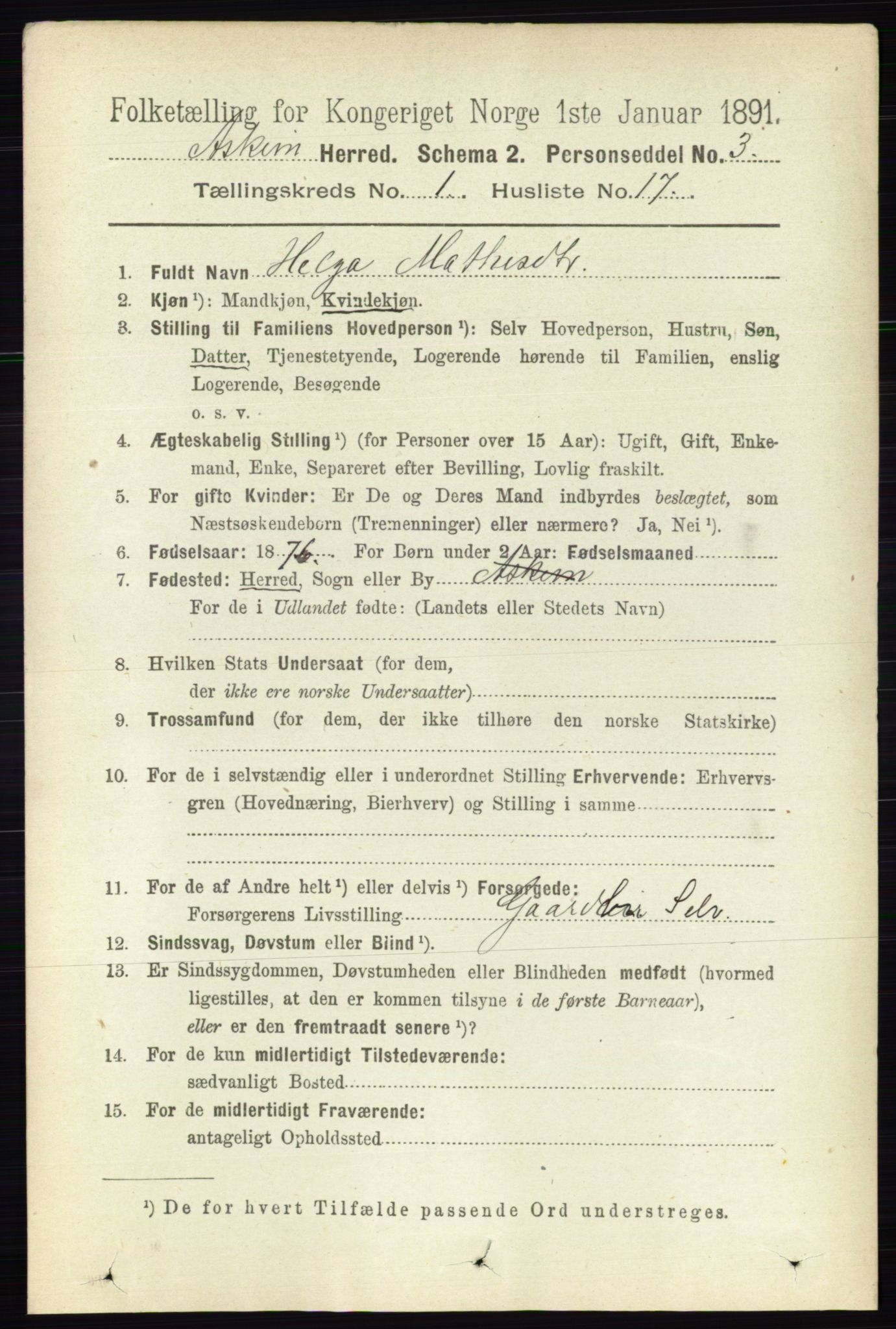 RA, 1891 census for 0124 Askim, 1891, p. 191