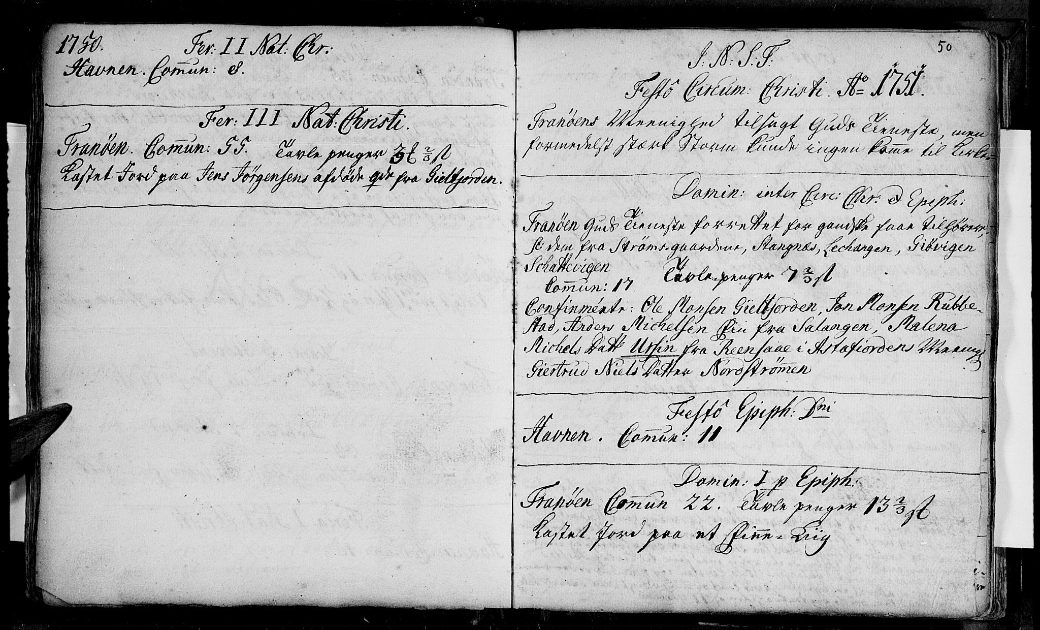 Ibestad sokneprestembete, AV/SATØ-S-0077/H/Ha/Haa/L0001kirke: Parish register (official) no. 1, 1744-1757, p. 50