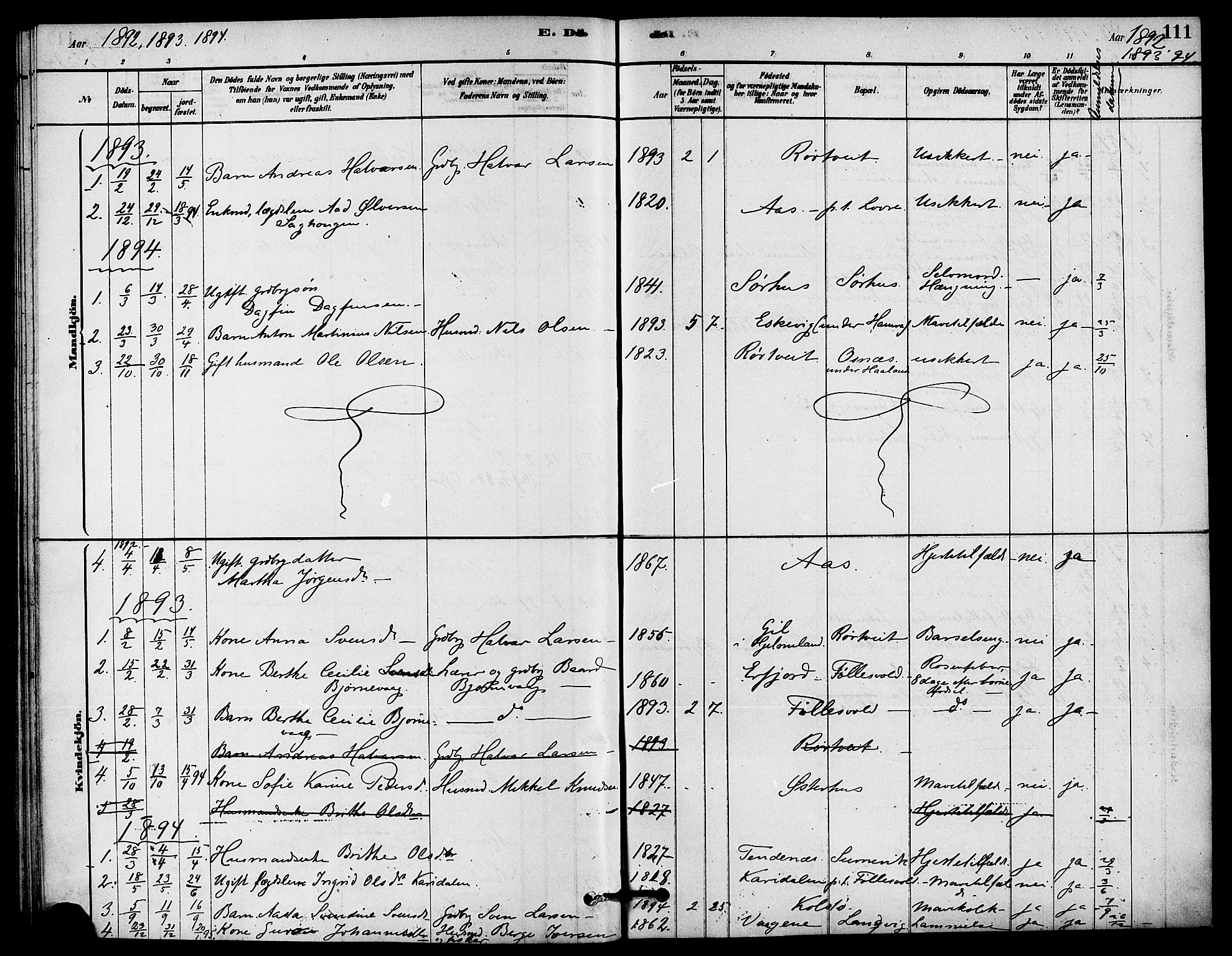 Jelsa sokneprestkontor, SAST/A-101842/01/IV: Parish register (official) no. A 9, 1878-1898, p. 111
