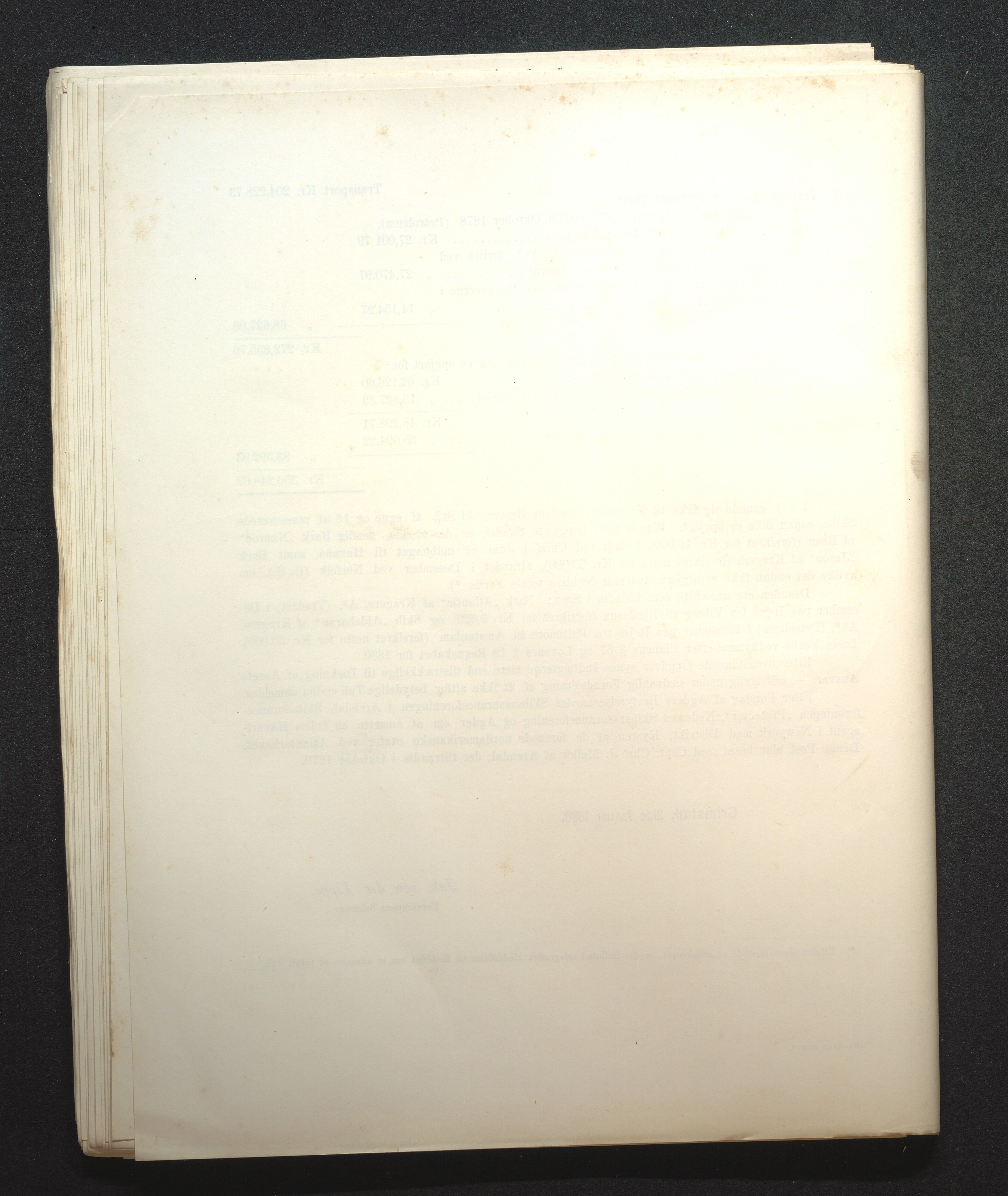 Agders Gjensidige Assuranceforening, AAKS/PA-1718/05/L0001: Regnskap, seilavdeling, pakkesak, 1855-1880