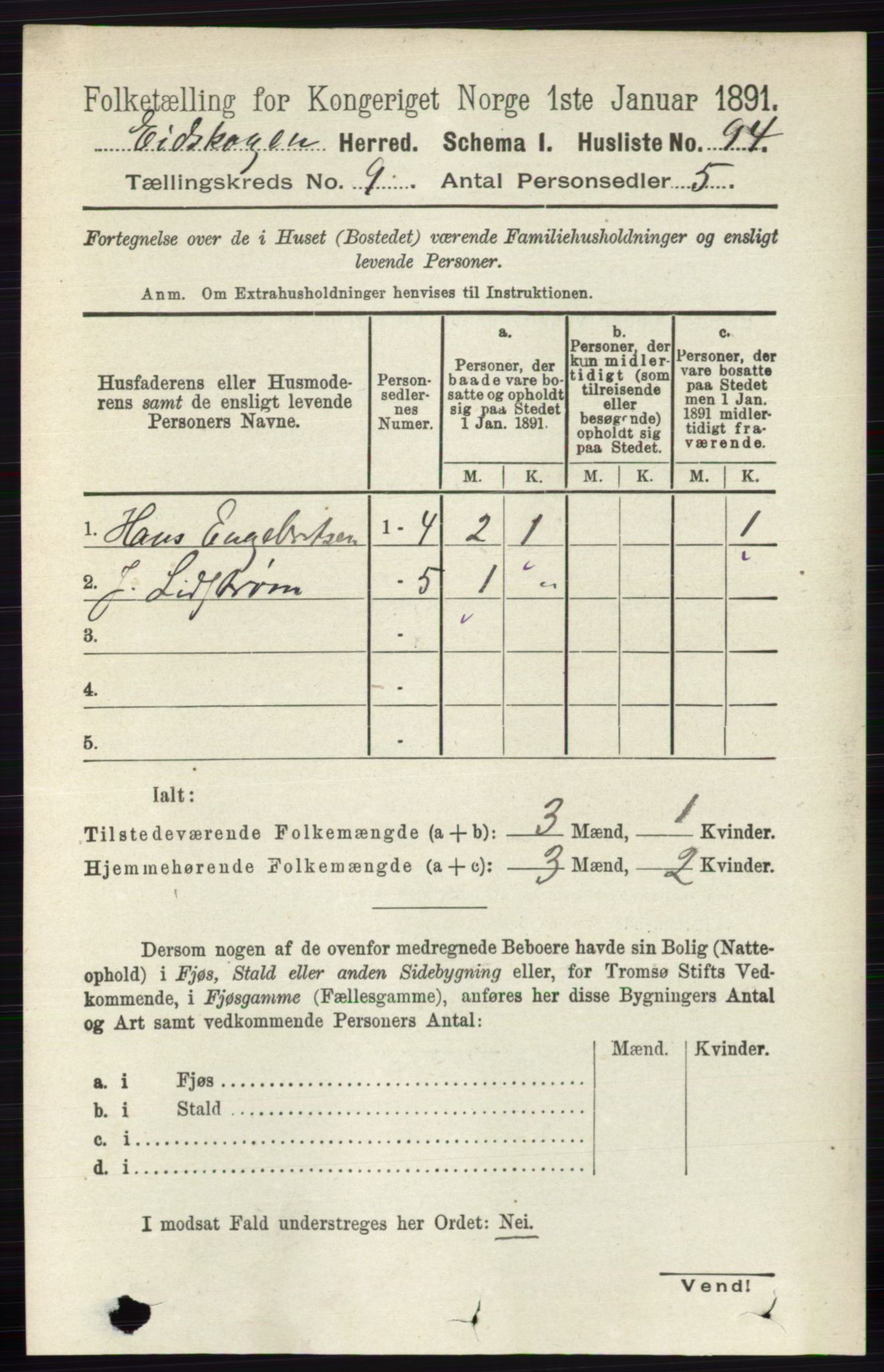 RA, 1891 census for 0420 Eidskog, 1891, p. 5371