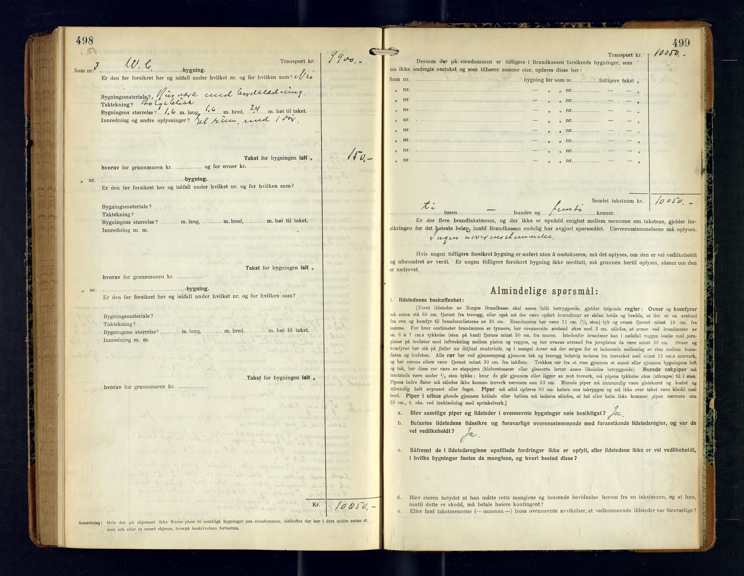 Tranøy lensmannskontor (Sørreisa lensmannskontor), SATØ/SATØ-46/1/F/Fq/Fqc/L0264: Branntakstprotokoller, 1926-1929, p. 498-499