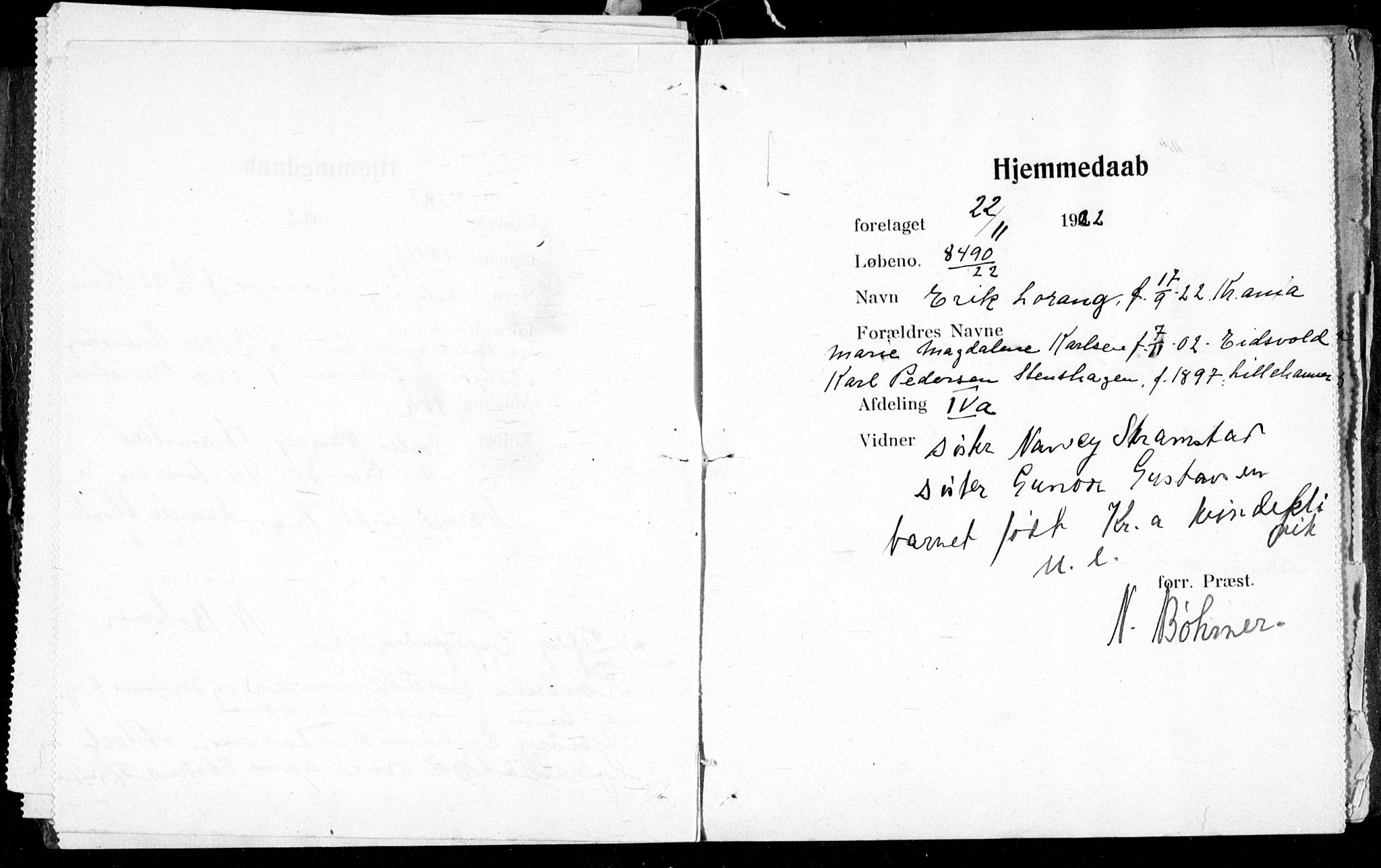 Ullevål sykehus prestekontor Kirkebøker, AV/SAO-A-10542a/K/Ka/L0002: Baptism register no. 2, 1907-1924