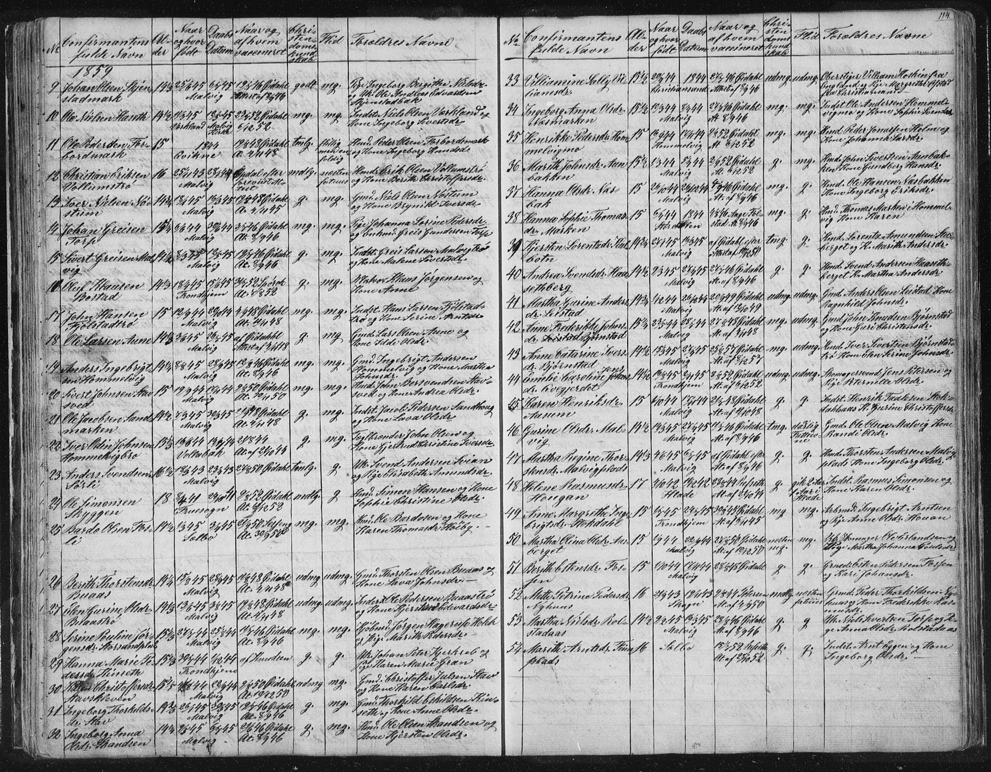 Ministerialprotokoller, klokkerbøker og fødselsregistre - Sør-Trøndelag, AV/SAT-A-1456/616/L0406: Parish register (official) no. 616A03, 1843-1879, p. 114