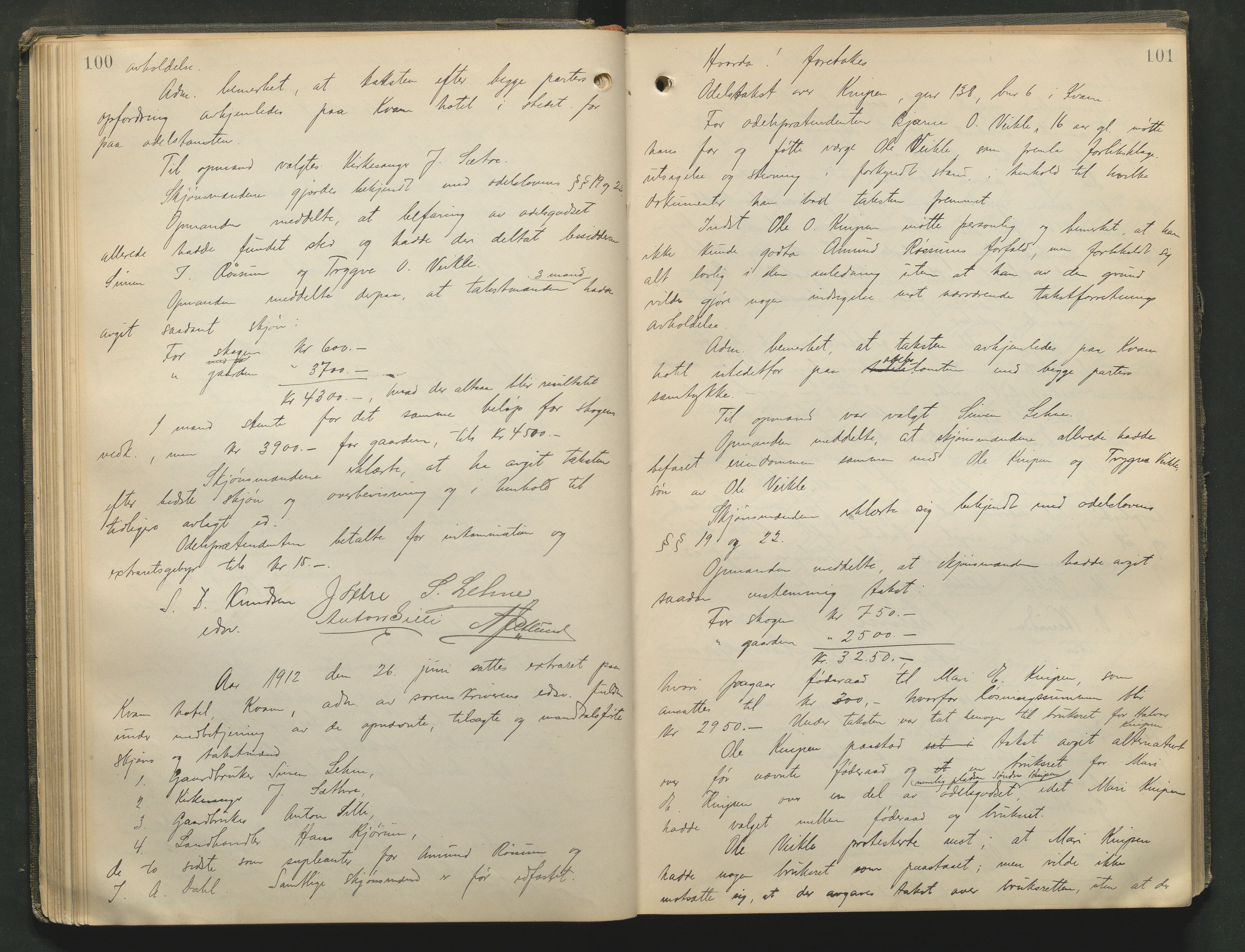 Nord-Gudbrandsdal tingrett, AV/SAH-TING-002/G/Gc/Gcb/L0009: Ekstrarettsprotokoll for åstedssaker, 1910-1913, p. 100-101