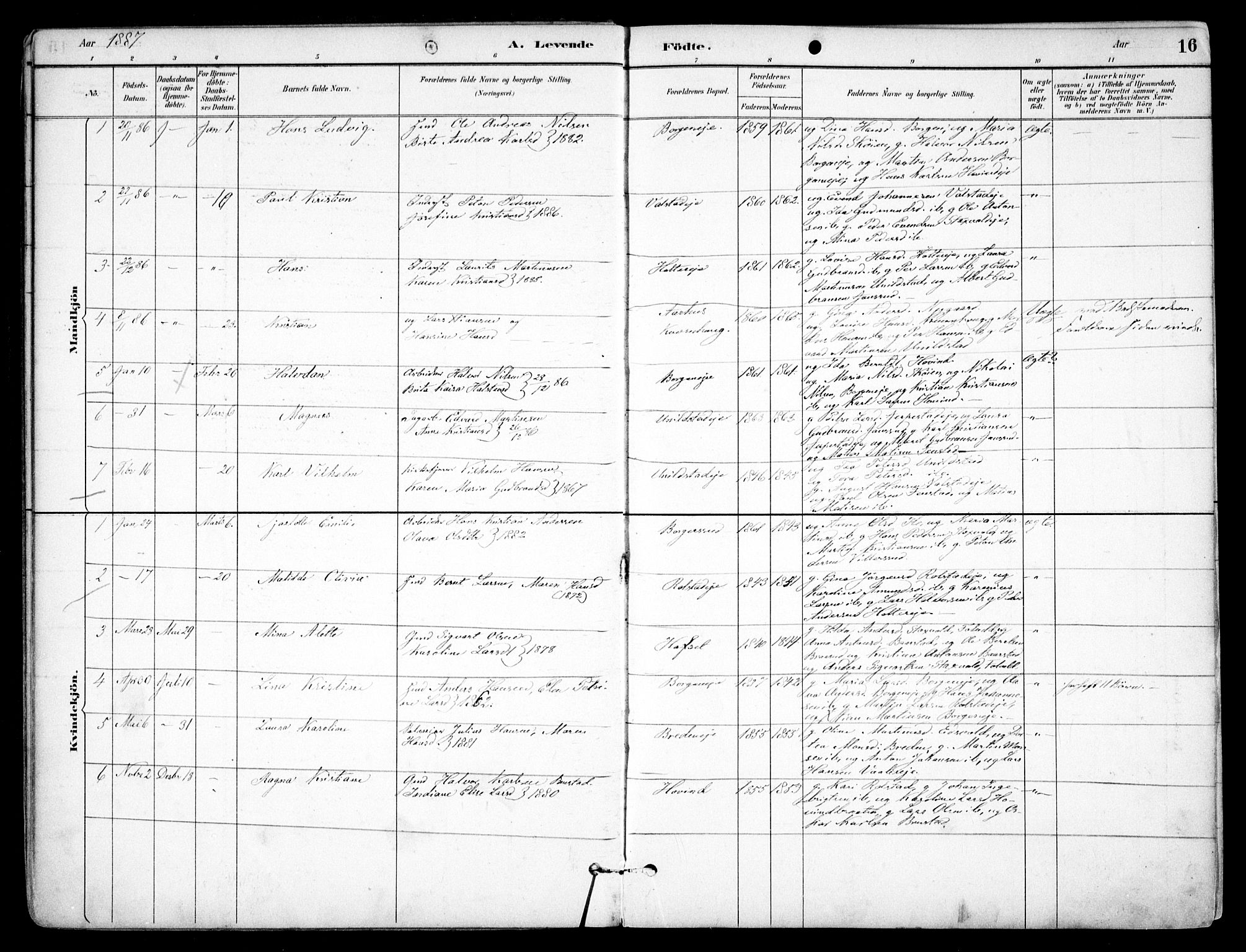 Nes prestekontor Kirkebøker, SAO/A-10410/F/Fb/L0002: Parish register (official) no. II 2, 1883-1918, p. 16