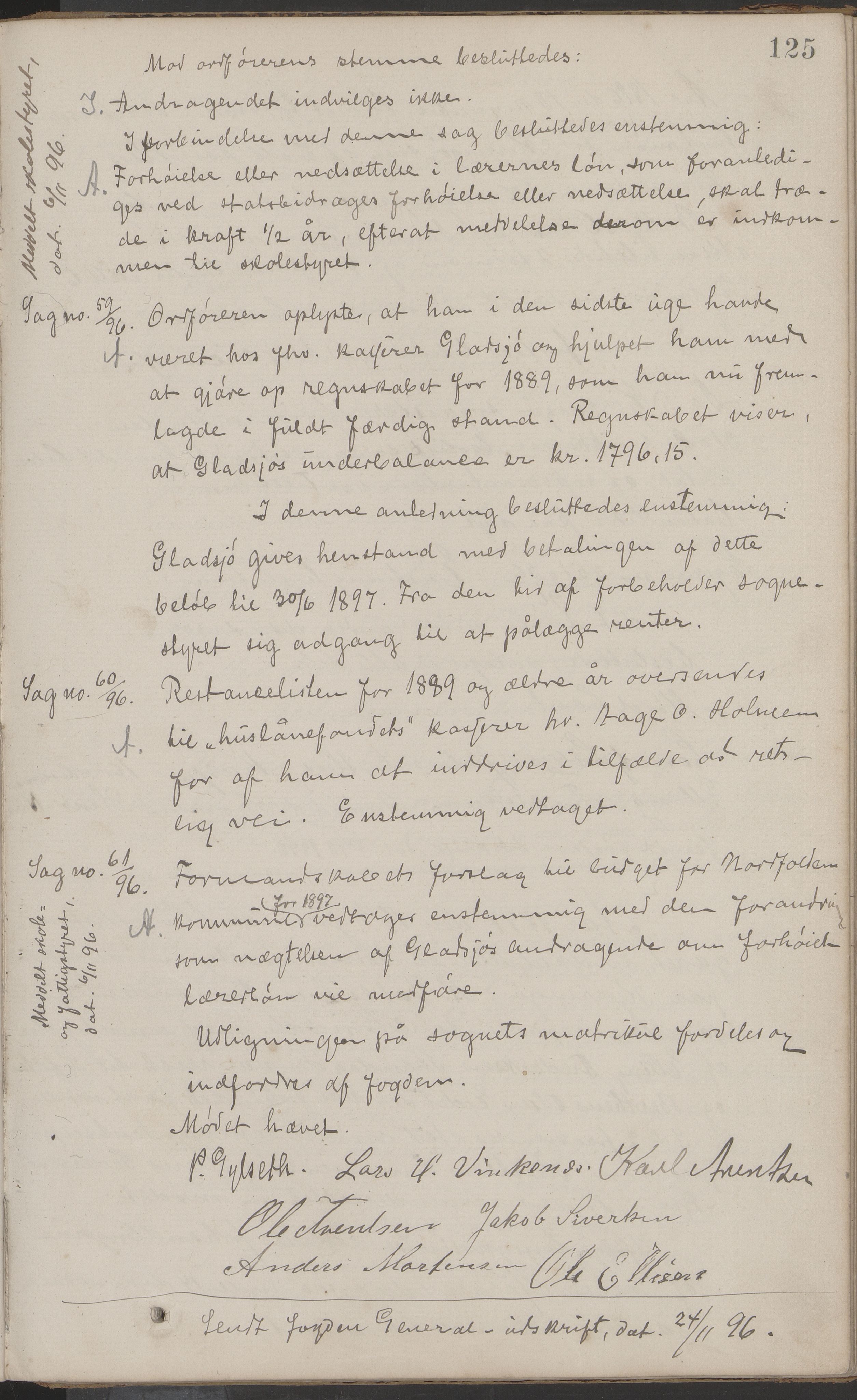 Nordfold kommune. Formannskapet, AIN/K-18461.150/A/Aa/L0001: Møtebok, 1887-1899