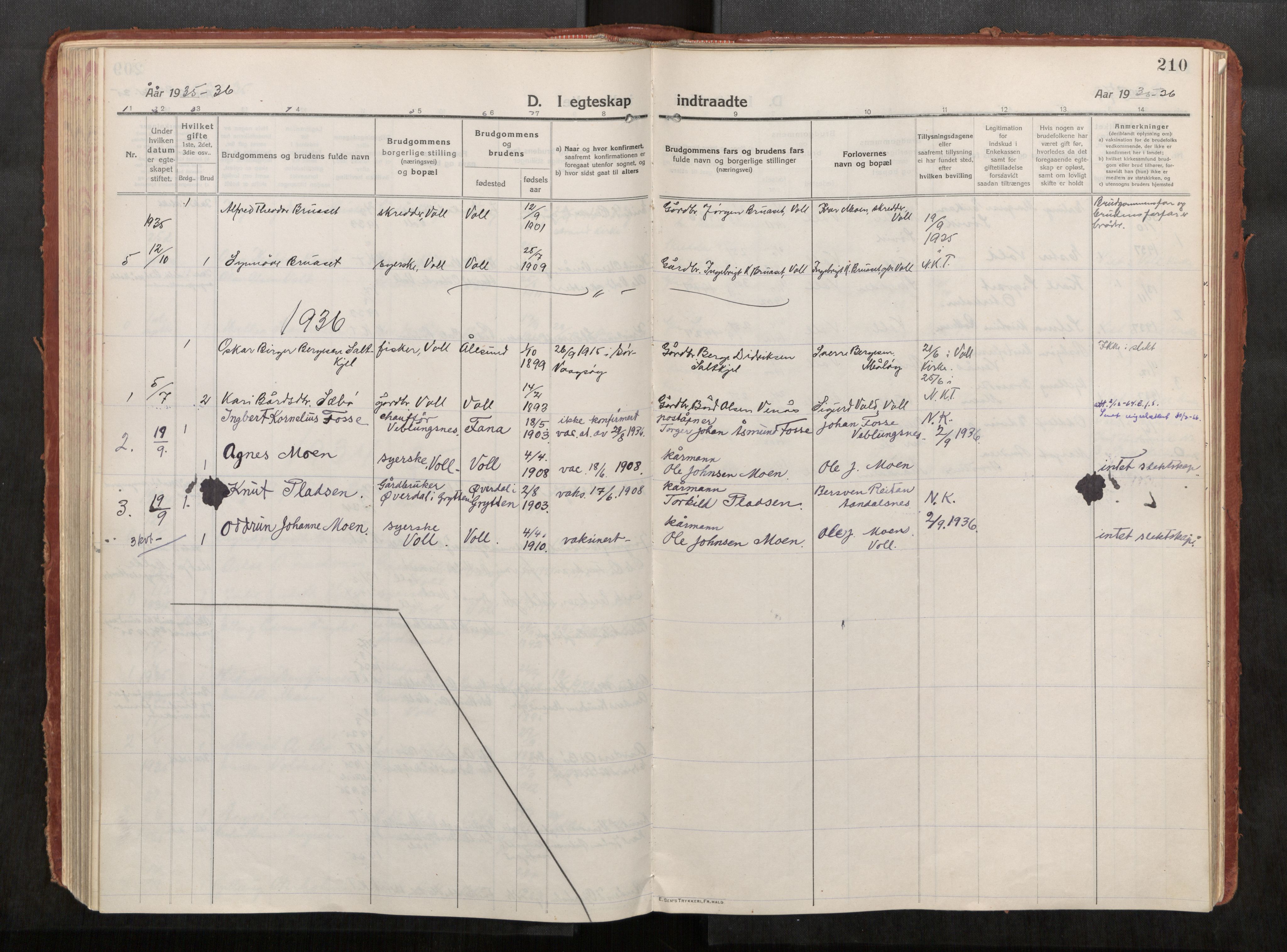 Eid sokneprestkontor, AV/SAT-A-1254: Parish register (official) no. 543A04, 1916-1956, p. 210