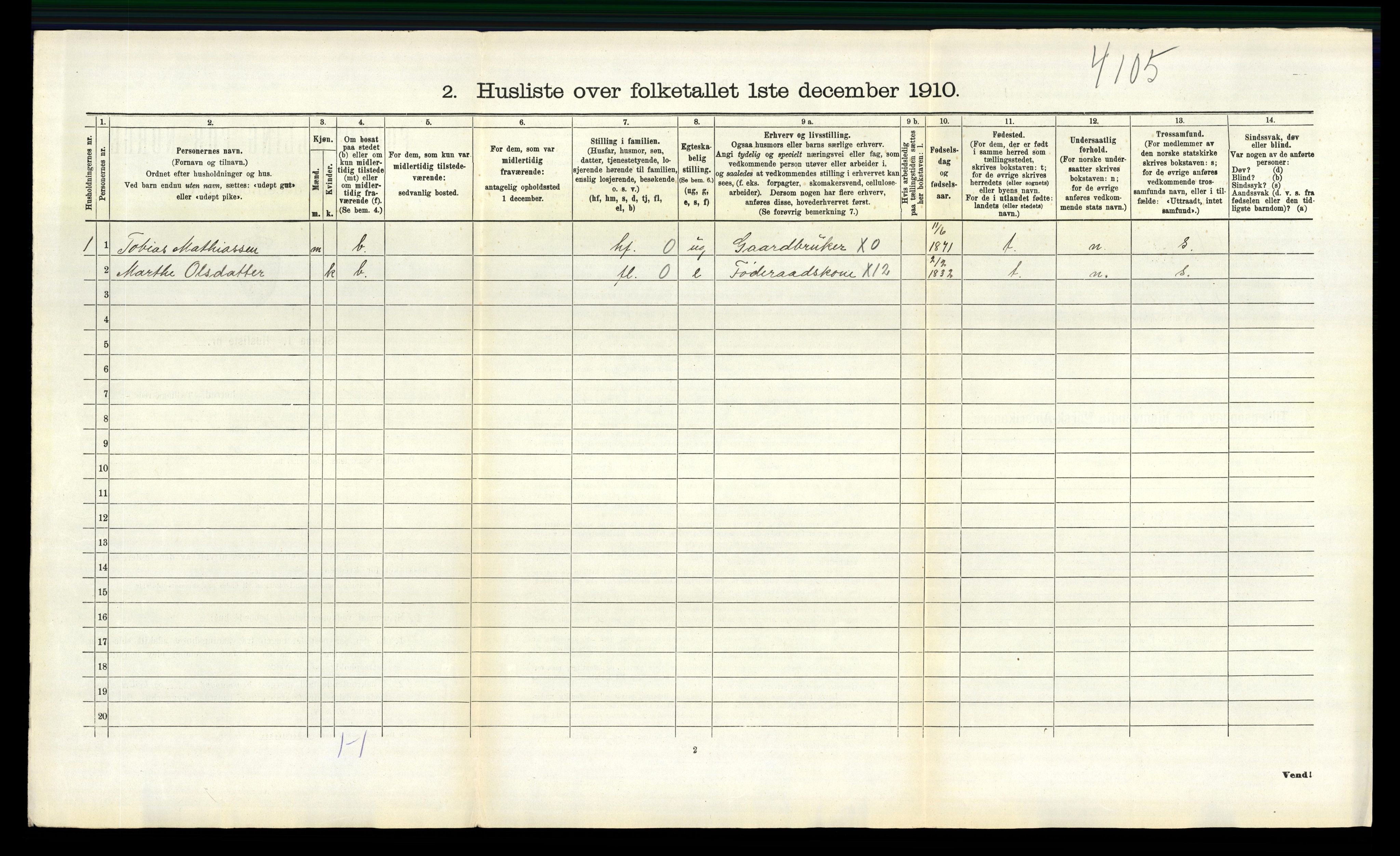 RA, 1910 census for Hægebostad, 1910, p. 326