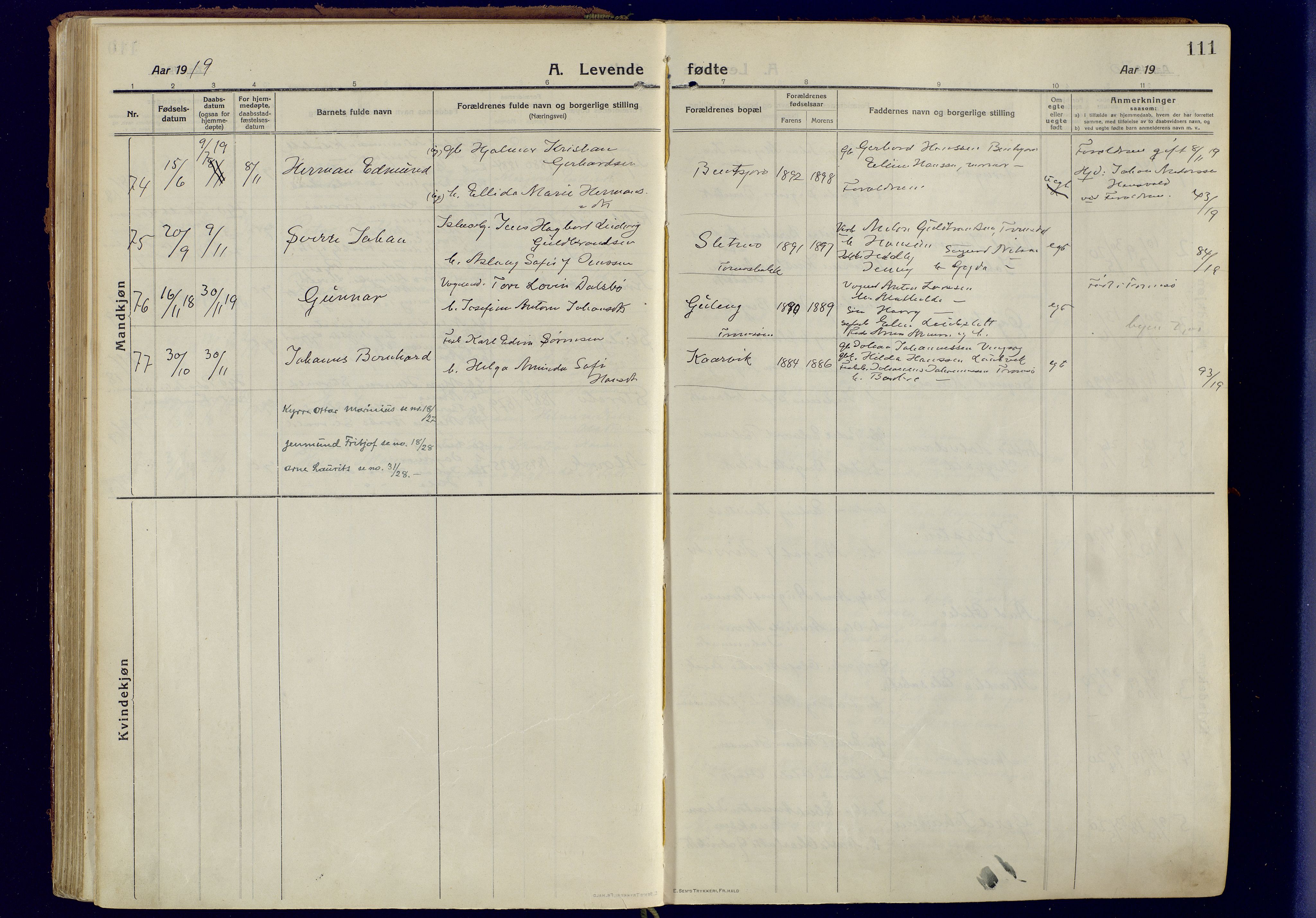 Tromsøysund sokneprestkontor, AV/SATØ-S-1304/G/Ga/L0008kirke: Parish register (official) no. 8, 1914-1922, p. 111