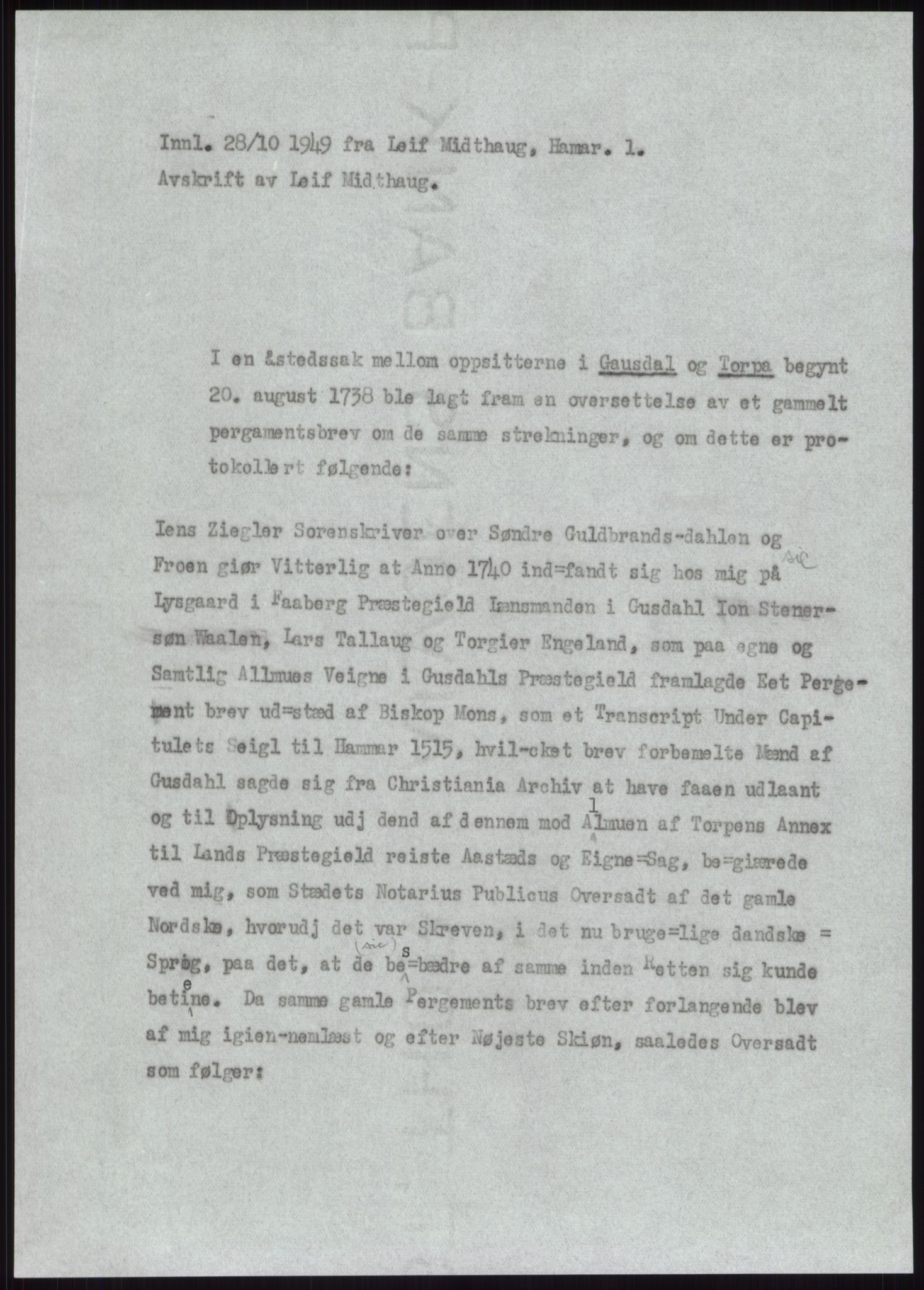 Samlinger til kildeutgivelse, Diplomavskriftsamlingen, AV/RA-EA-4053/H/Ha, p. 3238