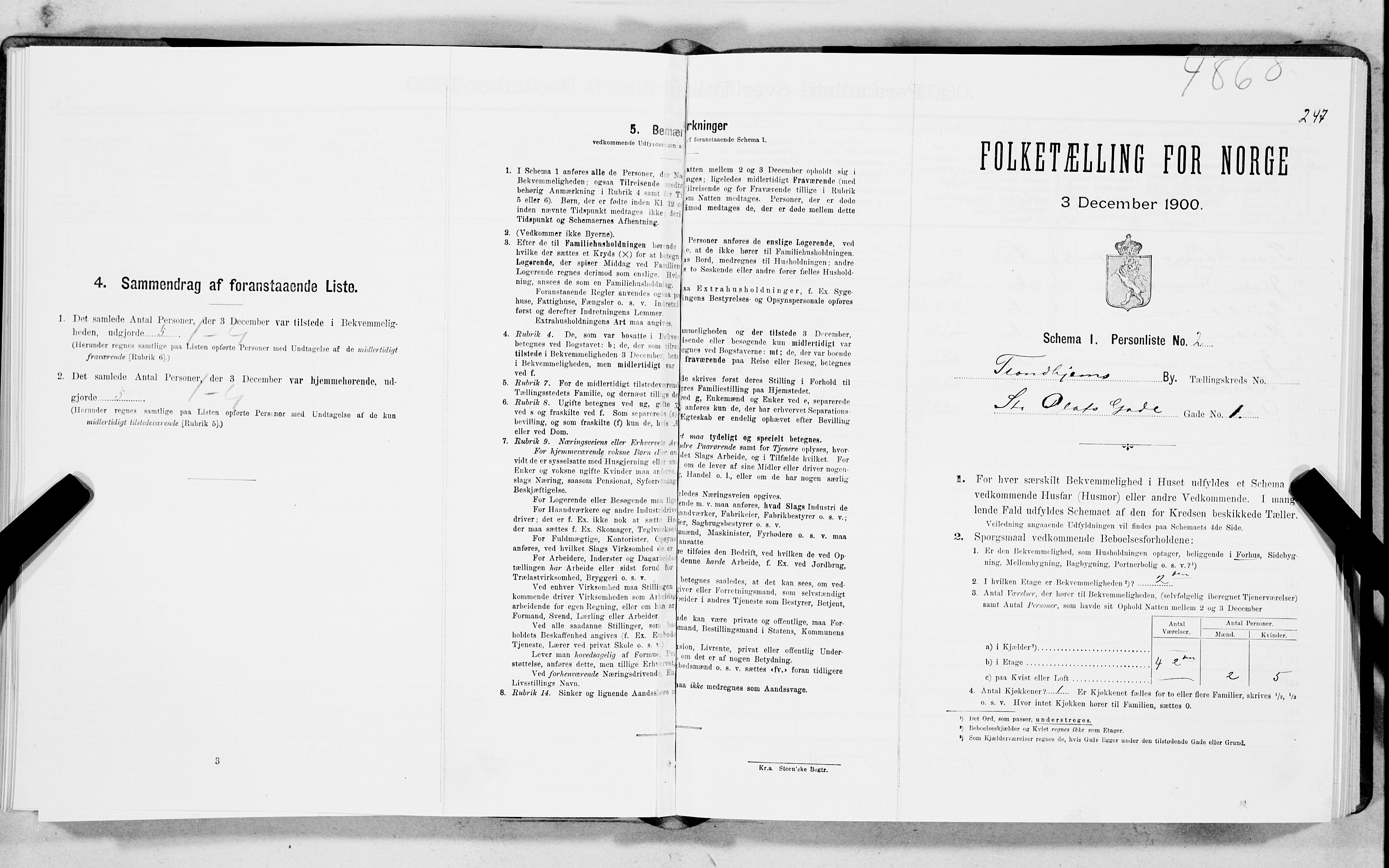 SAT, 1900 census for Trondheim, 1900, p. 2786