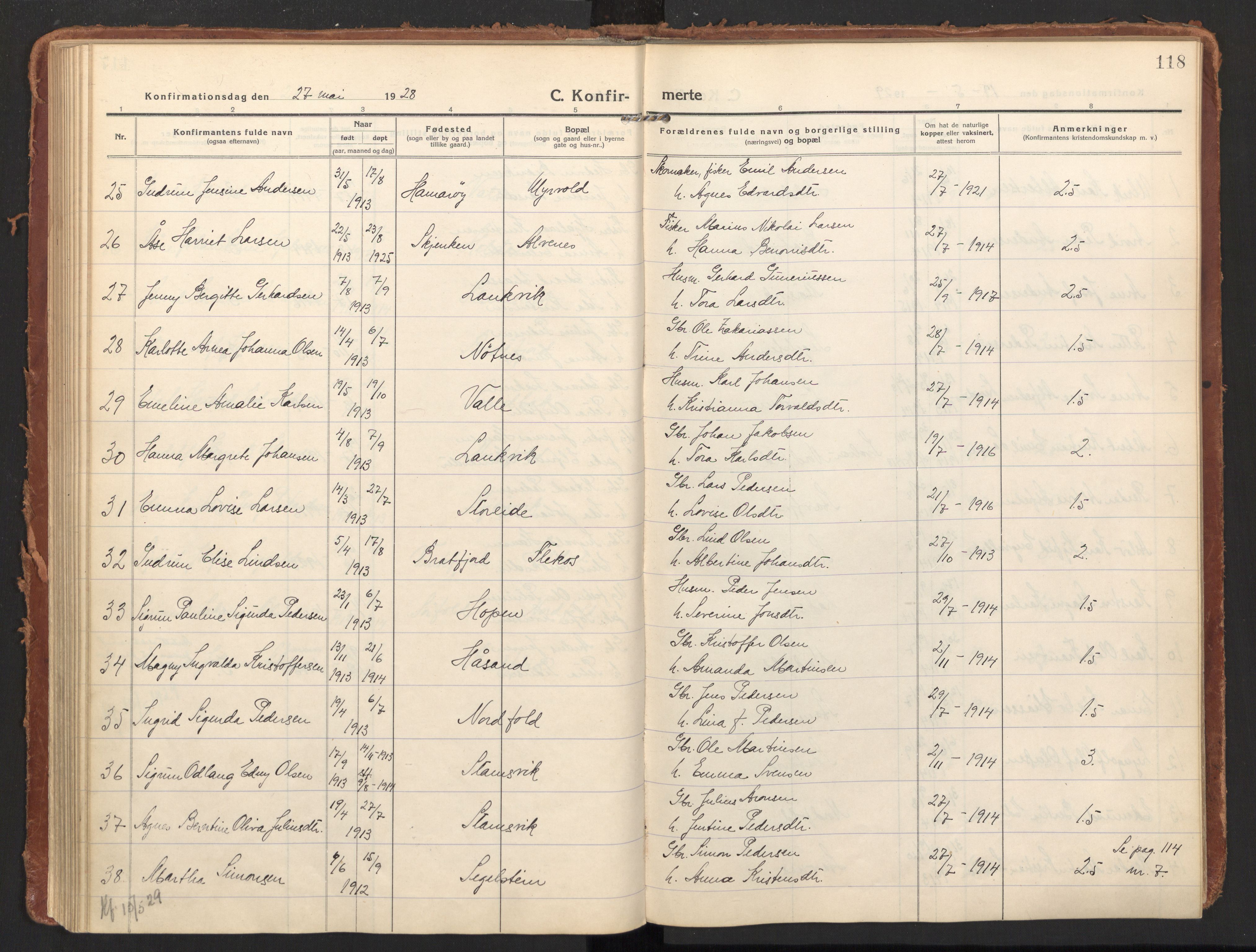 Ministerialprotokoller, klokkerbøker og fødselsregistre - Nordland, SAT/A-1459/858/L0833: Parish register (official) no. 858A03, 1916-1934, p. 118