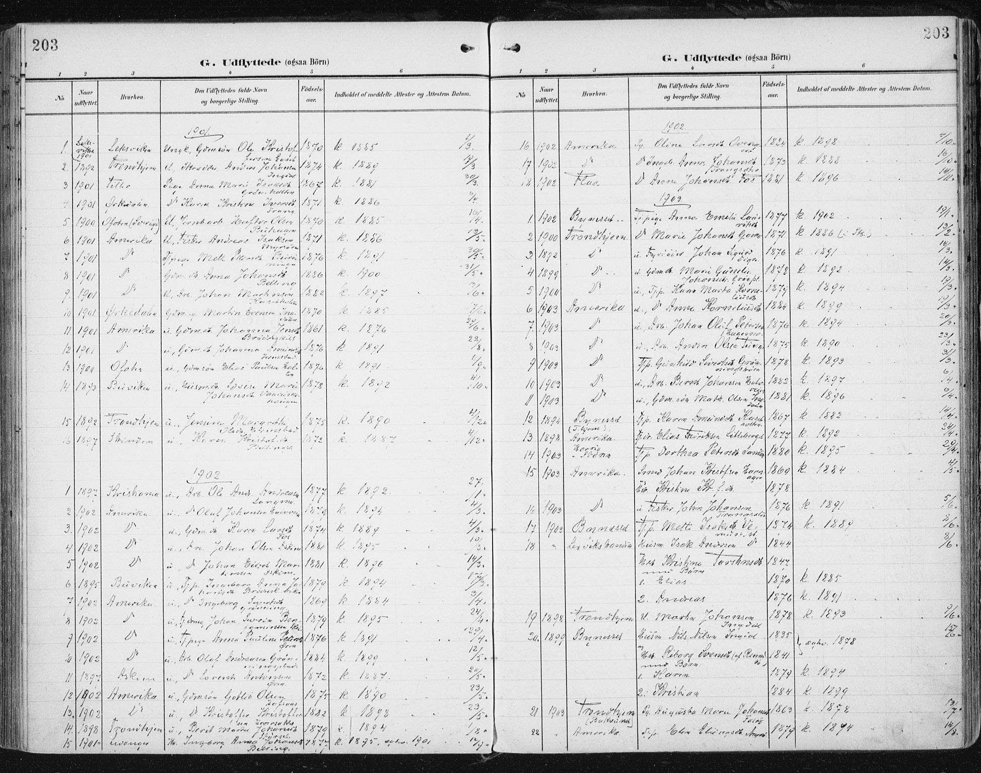 Ministerialprotokoller, klokkerbøker og fødselsregistre - Sør-Trøndelag, SAT/A-1456/646/L0616: Parish register (official) no. 646A14, 1900-1918, p. 203