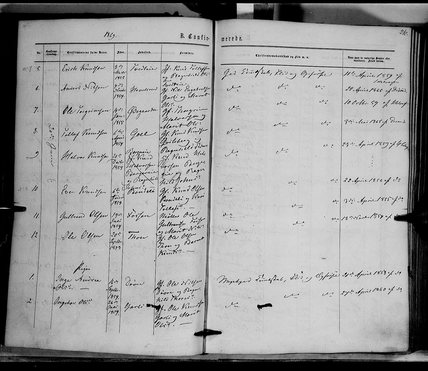 Nord-Aurdal prestekontor, AV/SAH-PREST-132/H/Ha/Haa/L0008: Parish register (official) no. 8, 1863-1875, p. 210