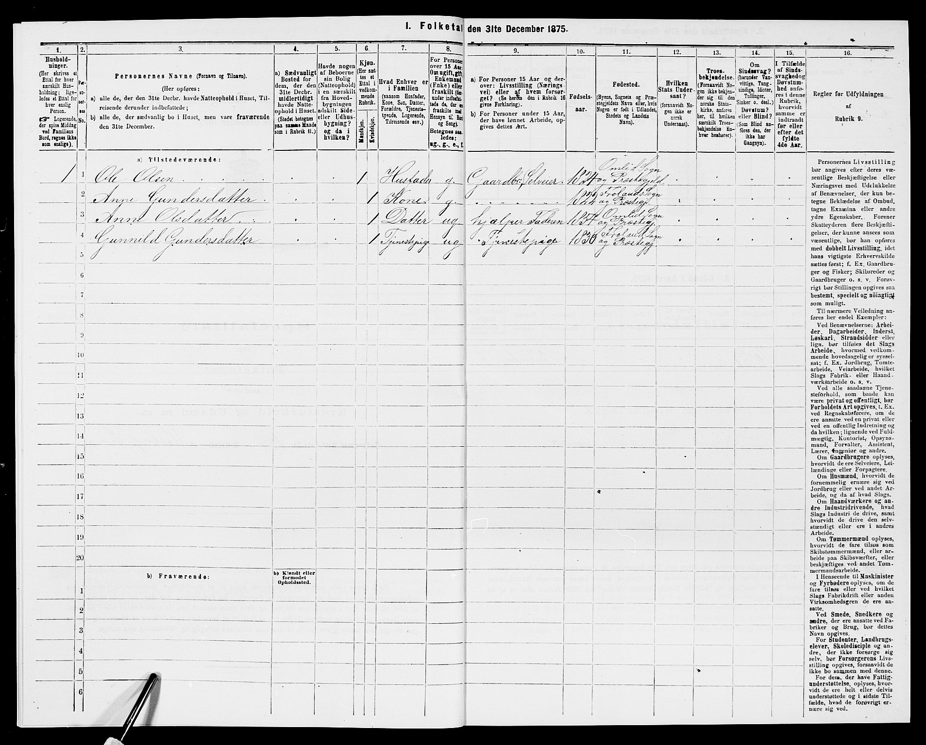 SAK, 1875 census for 0929P Åmli, 1875, p. 403