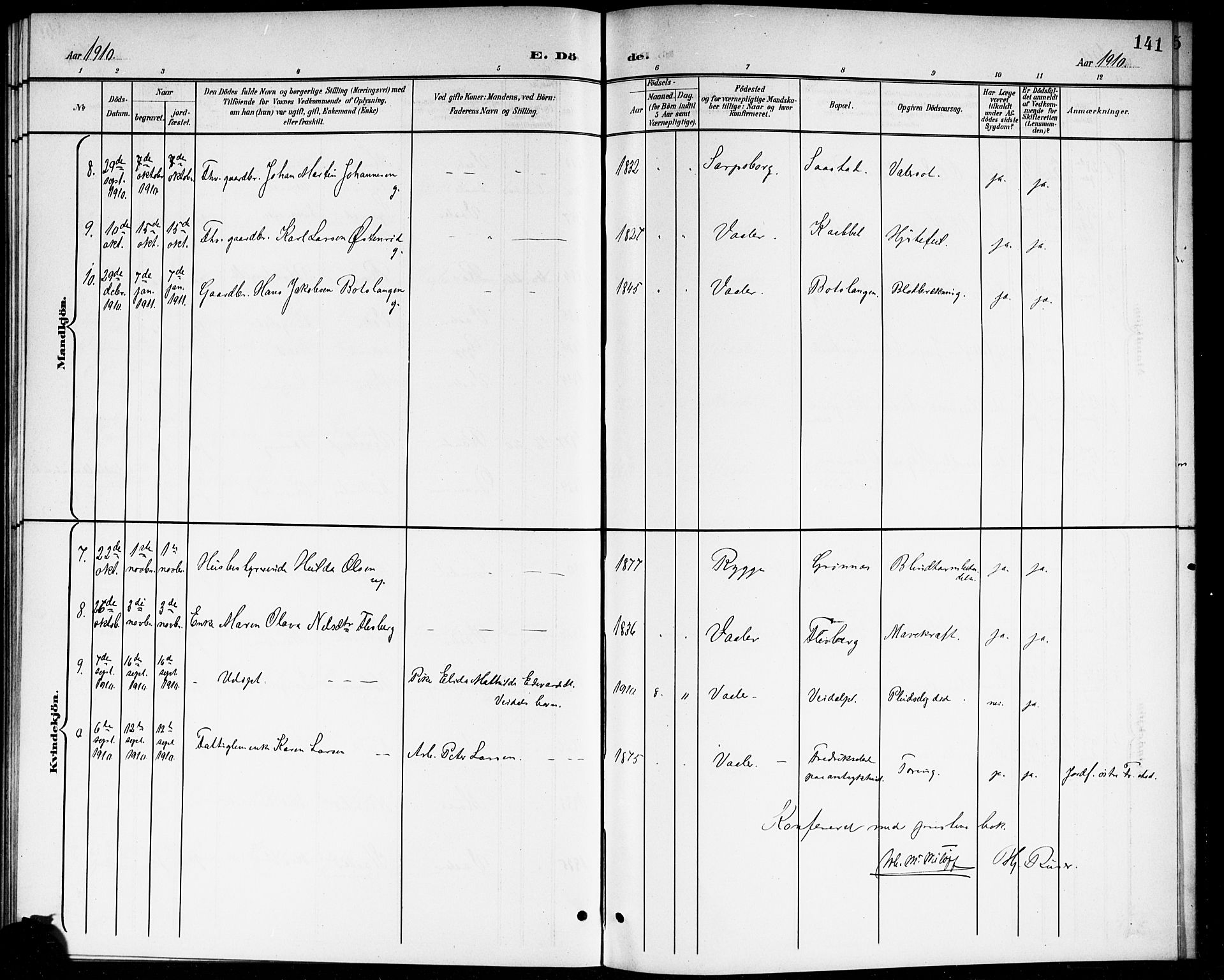 Våler prestekontor Kirkebøker, AV/SAO-A-11083/G/Ga/L0004: Parish register (copy) no. I 4, 1901-1914, p. 141