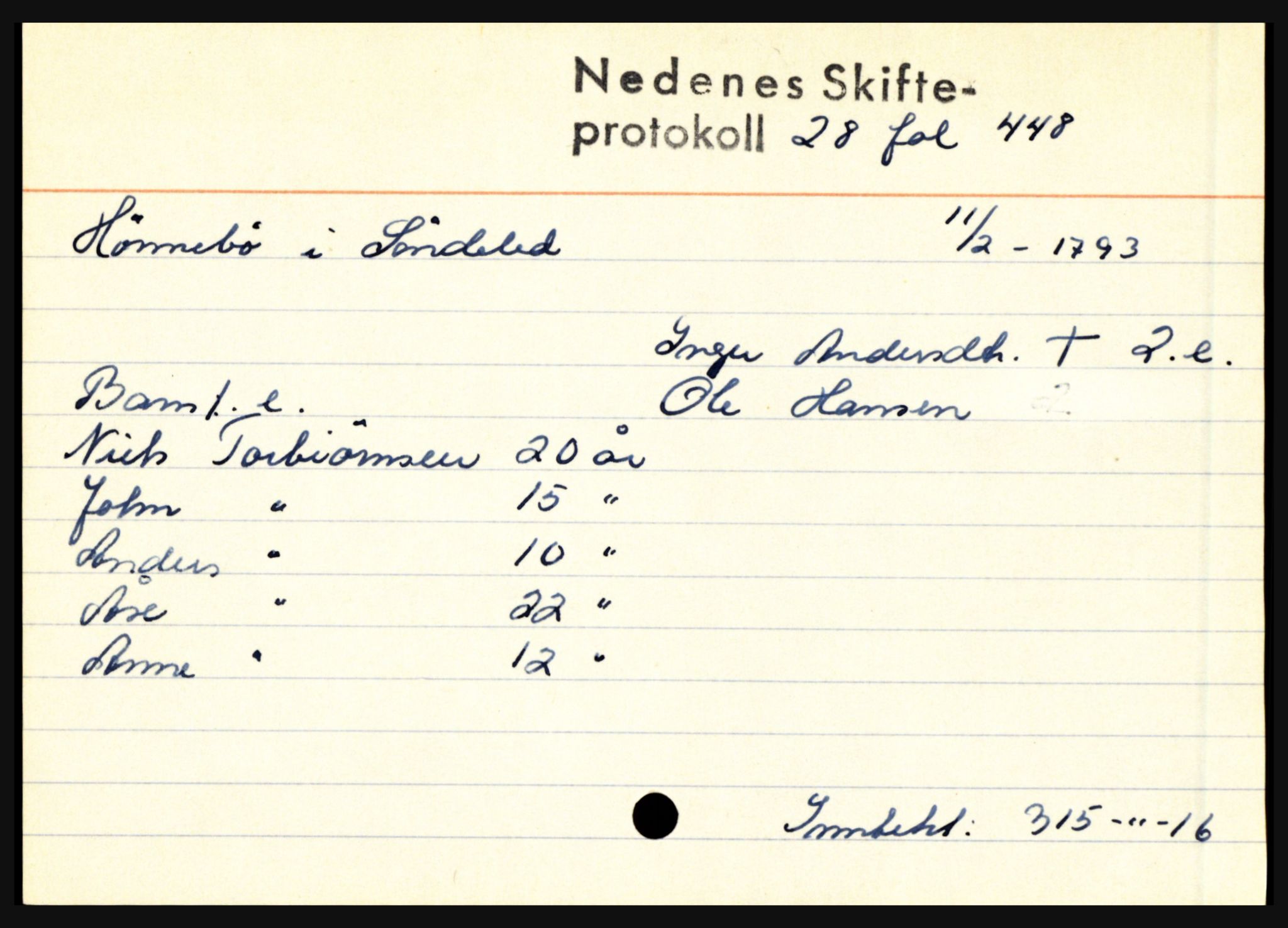 Nedenes sorenskriveri før 1824, AV/SAK-1221-0007/H, p. 13497