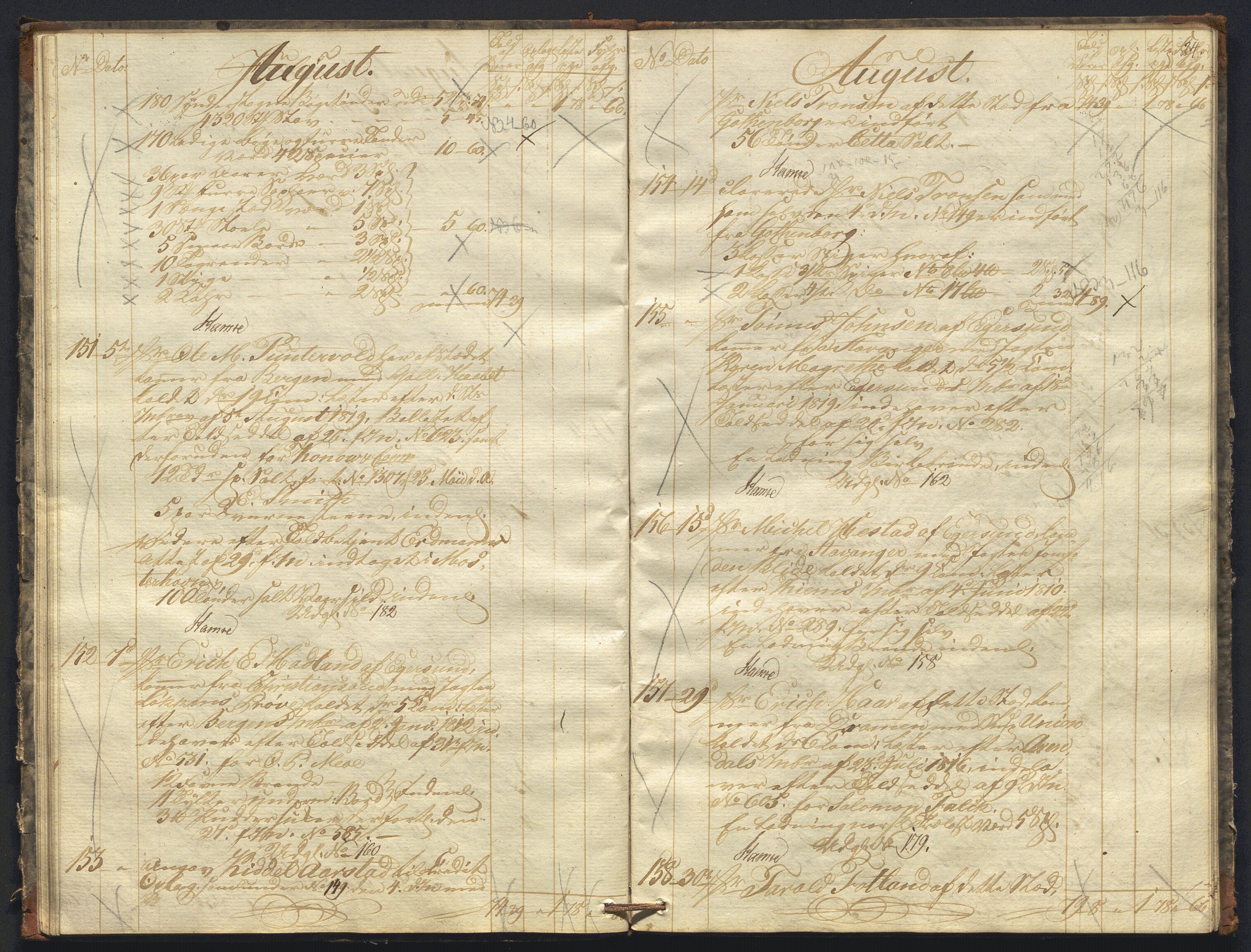 Revisjonsdepartementet, 2. revisjonskontor, AV/RA-S-1115/E/E010/L0060: Egersund: Tollbok, 1820, p. 23b-24a