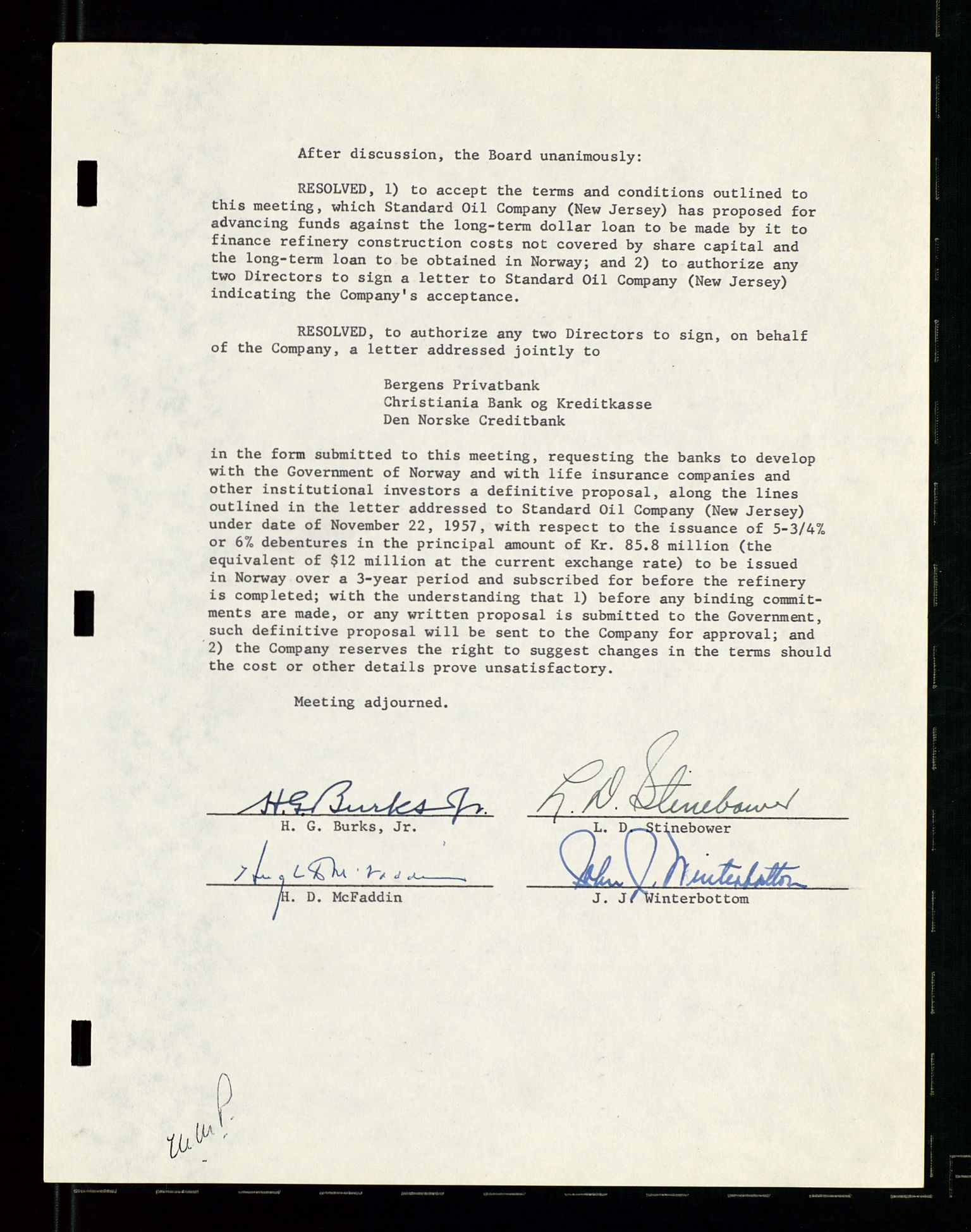 PA 1537 - A/S Essoraffineriet Norge, AV/SAST-A-101957/A/Aa/L0001/0002: Styremøter / Shareholder meetings, board meetings, by laws (vedtekter), 1957-1960, p. 187