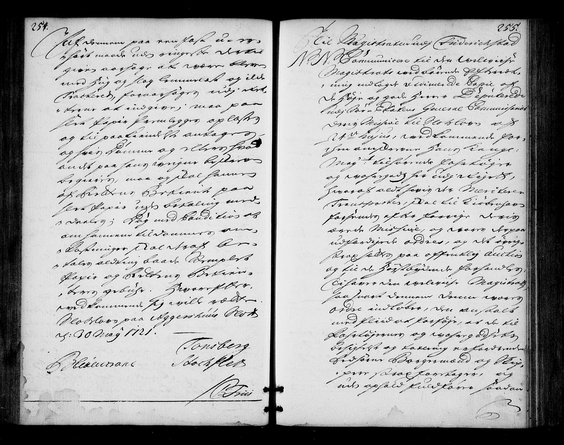 Stattholderembetet 1572-1771, AV/RA-EA-2870/Bd/L0013: Ordreprotokoll, 1720-1722, p. 254-255