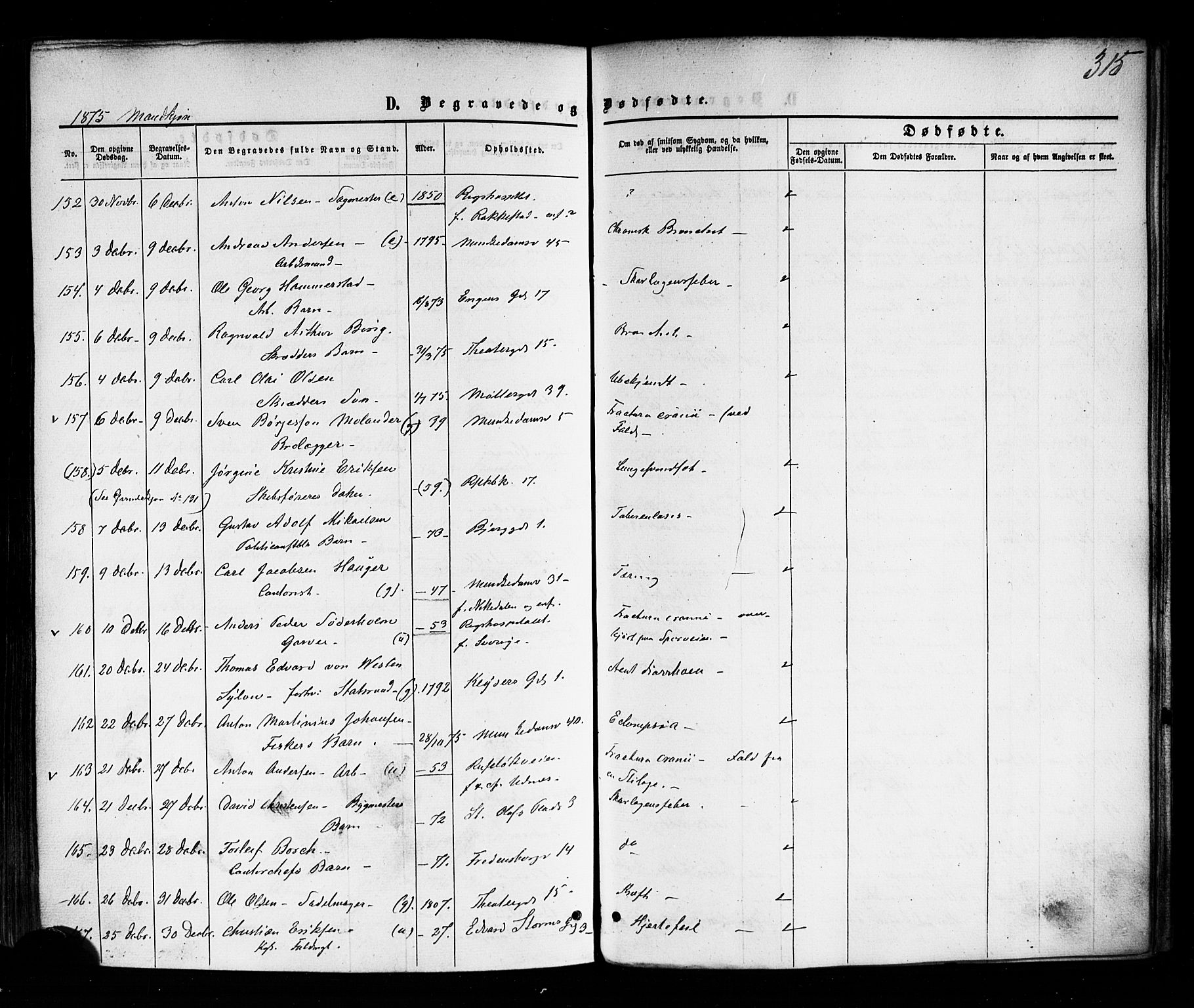 Trefoldighet prestekontor Kirkebøker, AV/SAO-A-10882/F/Fd/L0001: Parish register (official) no. IV 1, 1858-1877, p. 315