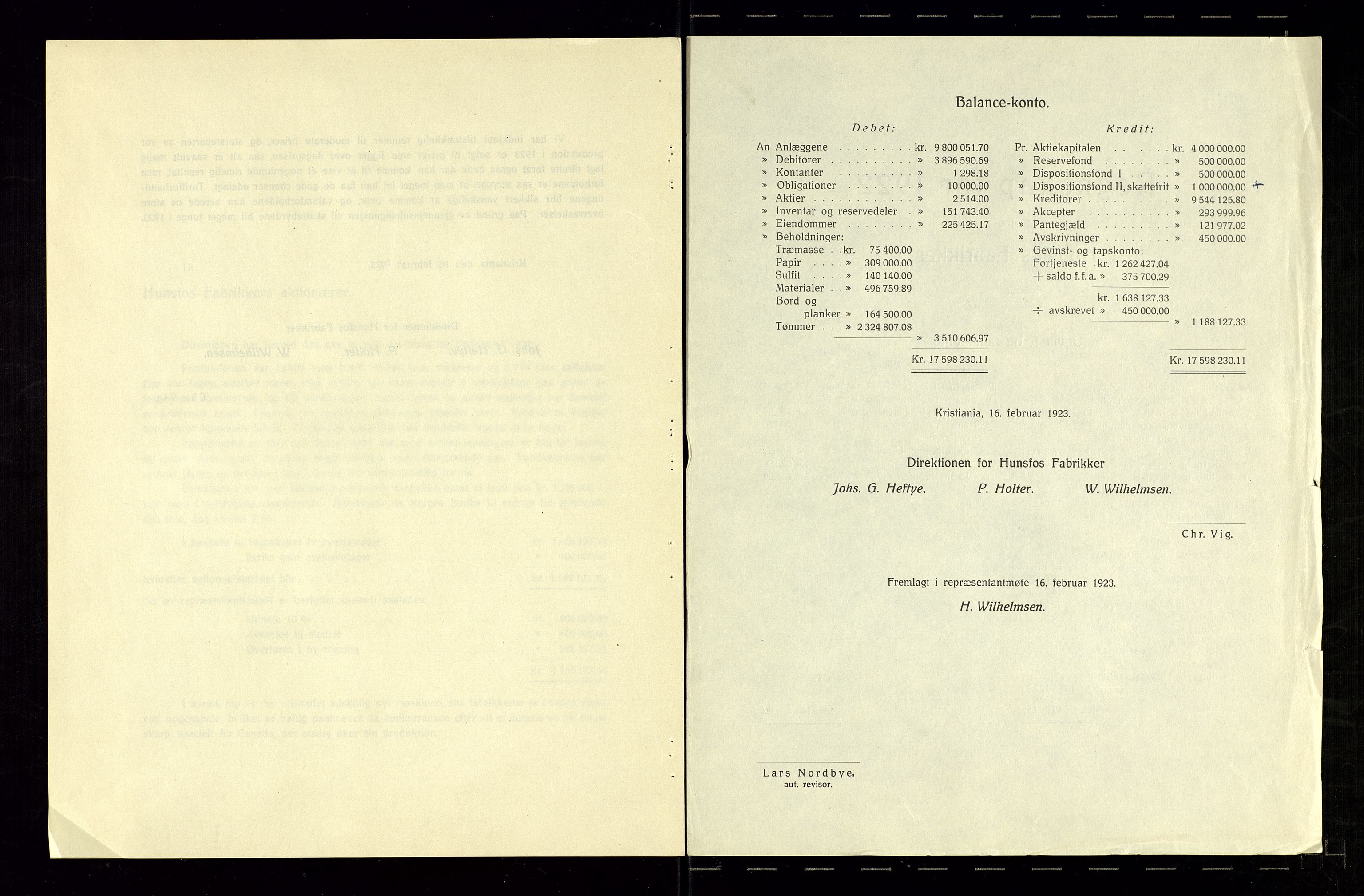 Hunsfos fabrikker, AV/SAK-D/1440/01/L0001/0003: Vedtekter, anmeldelser og årsberetninger / Årsberetninger og regnskap, 1918-1989, p. 24