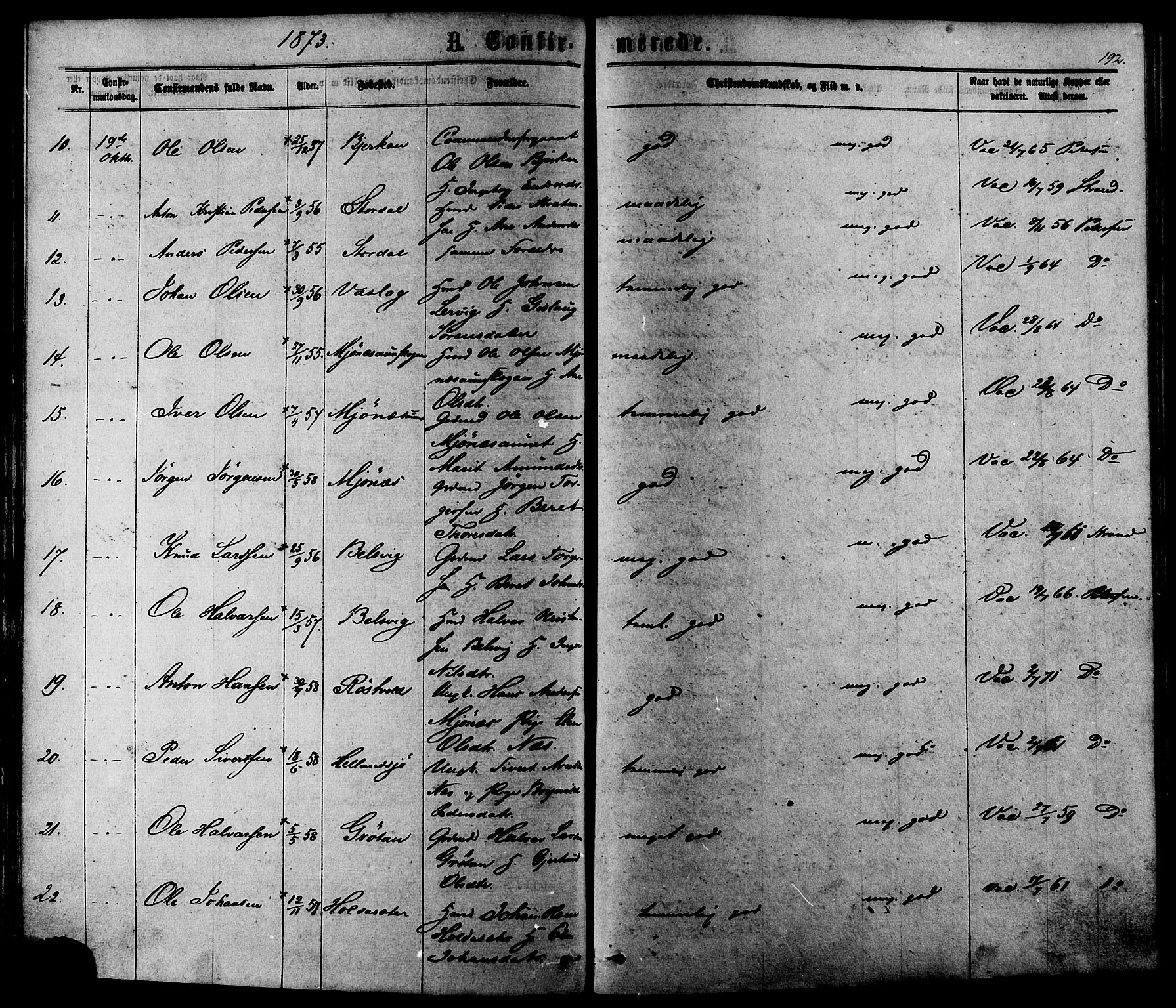 Ministerialprotokoller, klokkerbøker og fødselsregistre - Sør-Trøndelag, SAT/A-1456/630/L0495: Parish register (official) no. 630A08, 1868-1878, p. 192