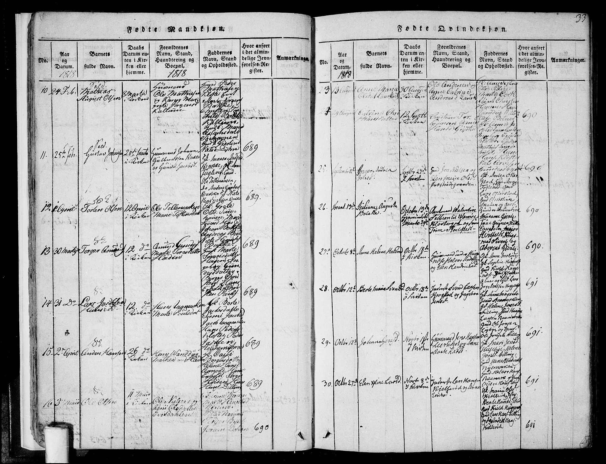Rygge prestekontor Kirkebøker, SAO/A-10084b/F/Fa/L0003: Parish register (official) no. 3, 1814-1836, p. 32-33