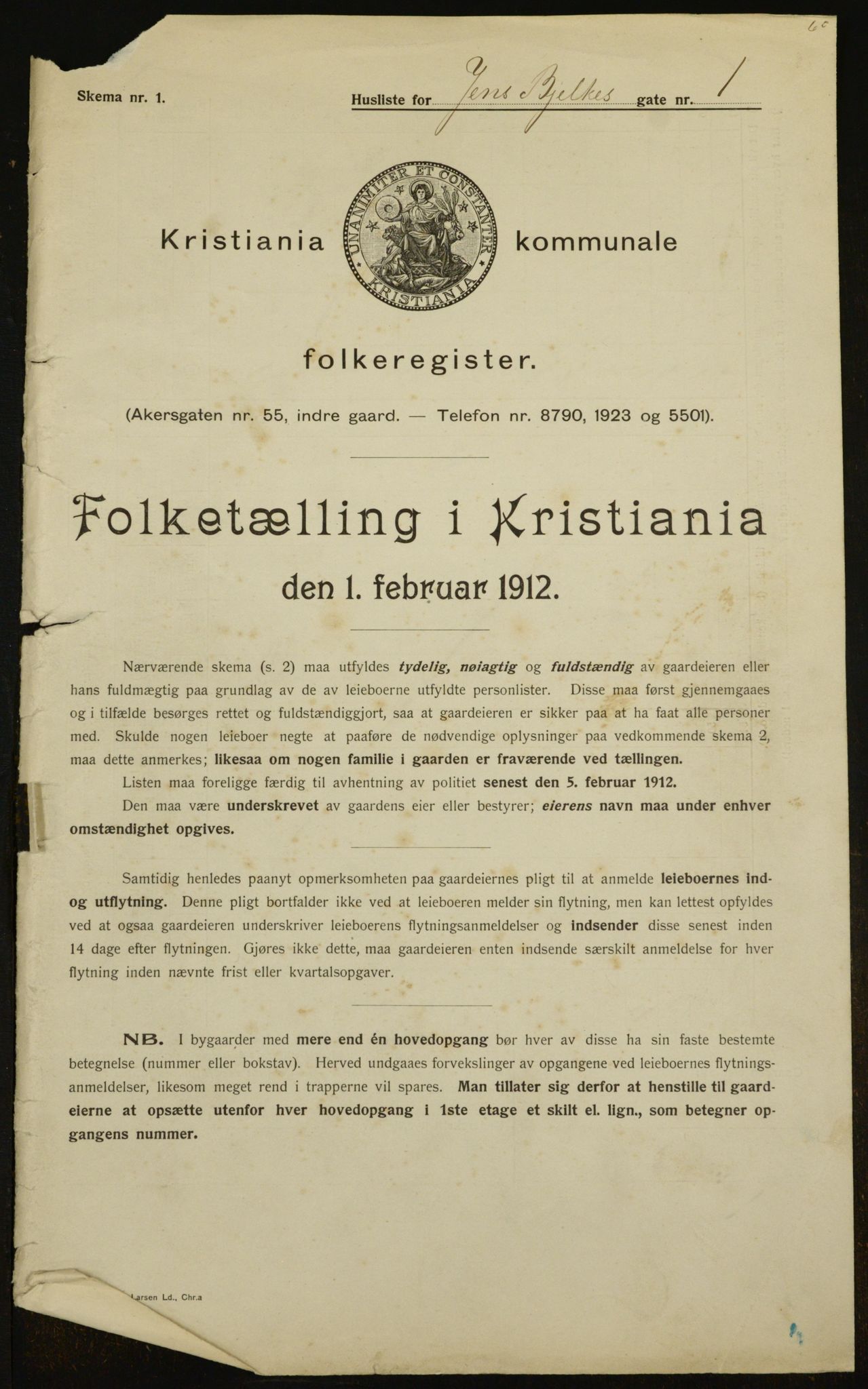 OBA, Municipal Census 1912 for Kristiania, 1912, p. 45754