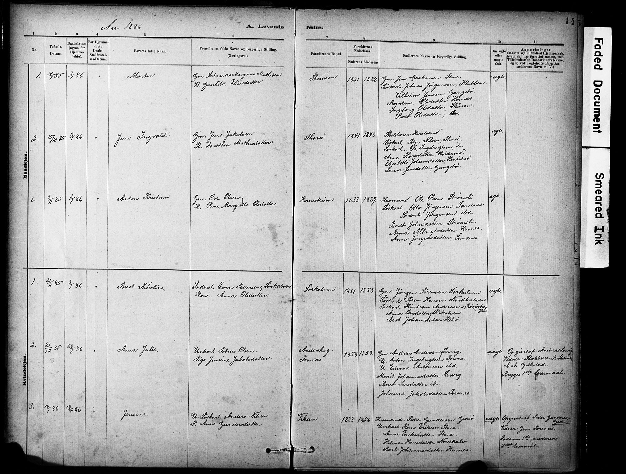 Ministerialprotokoller, klokkerbøker og fødselsregistre - Sør-Trøndelag, AV/SAT-A-1456/635/L0551: Parish register (official) no. 635A01, 1882-1899, p. 14