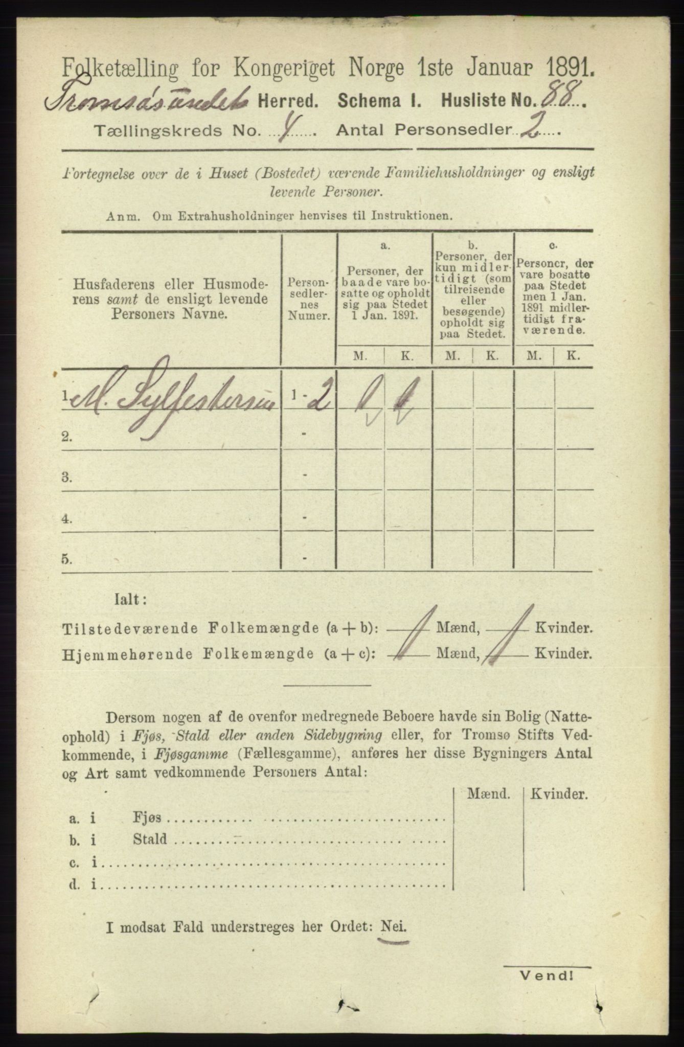 RA, 1891 census for 1934 Tromsøysund, 1891, p. 1545