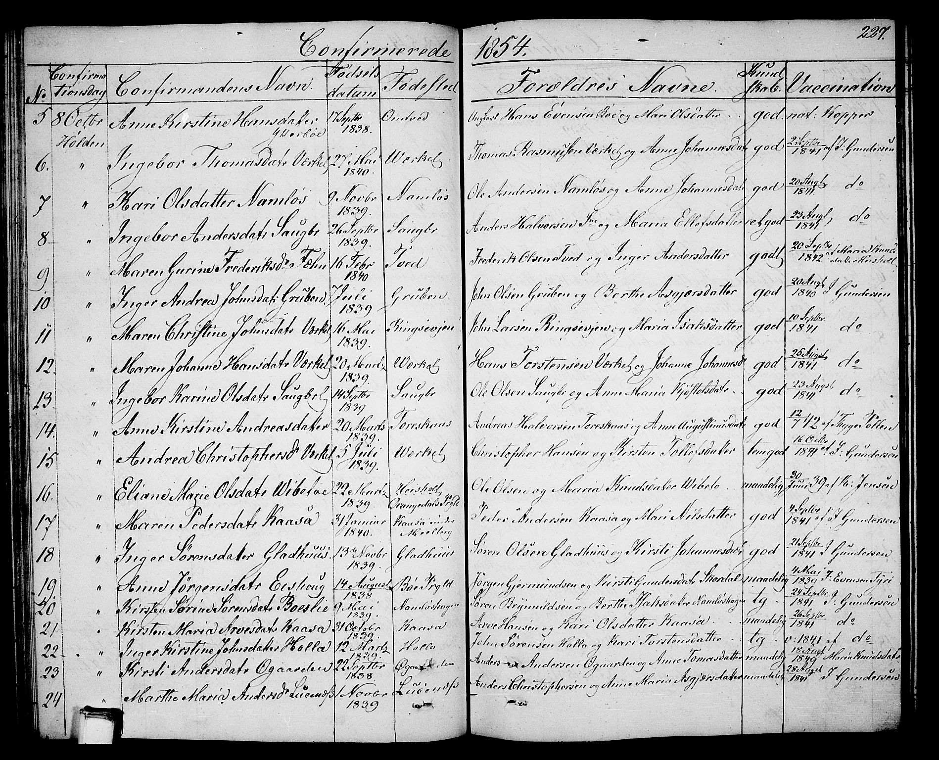 Holla kirkebøker, SAKO/A-272/G/Ga/L0003: Parish register (copy) no. I 3, 1849-1866, p. 227