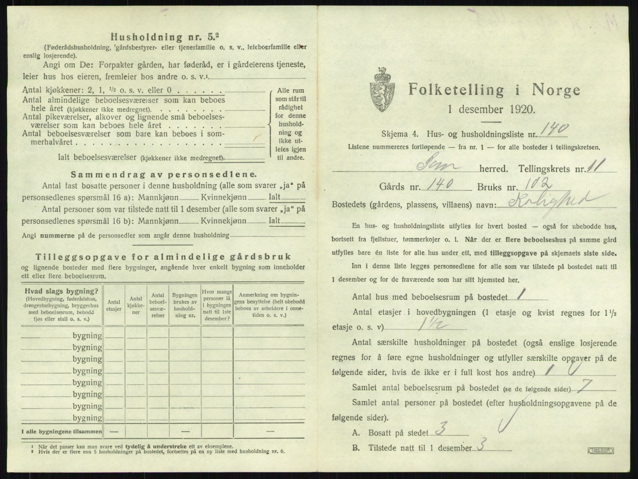 SAKO, 1920 census for Sem, 1920, p. 2520