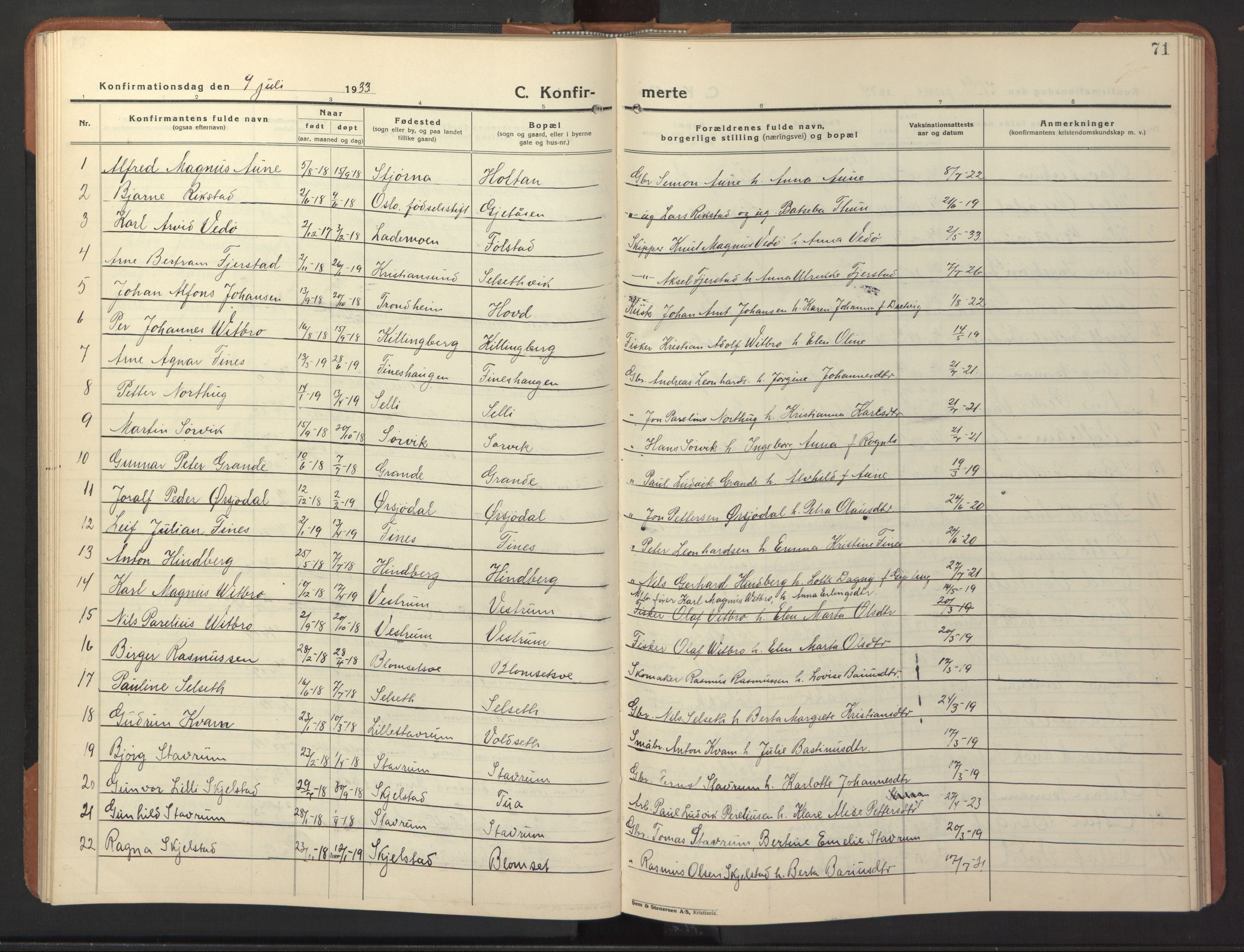 Ministerialprotokoller, klokkerbøker og fødselsregistre - Nord-Trøndelag, AV/SAT-A-1458/744/L0425: Parish register (copy) no. 744C04, 1924-1947, p. 71