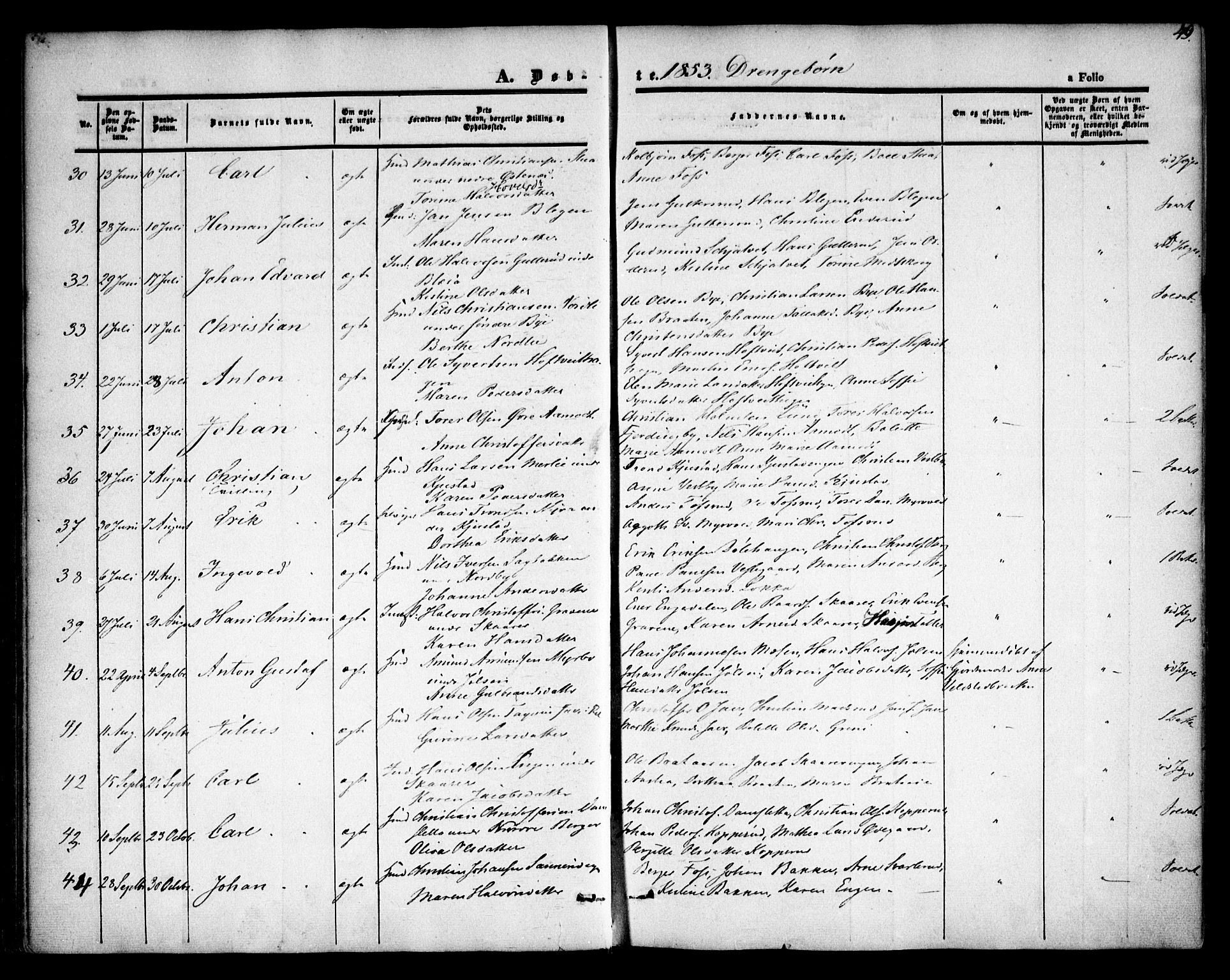 Fet prestekontor Kirkebøker, SAO/A-10370a/F/Fa/L0010: Parish register (official) no. I 10, 1847-1859, p. 49
