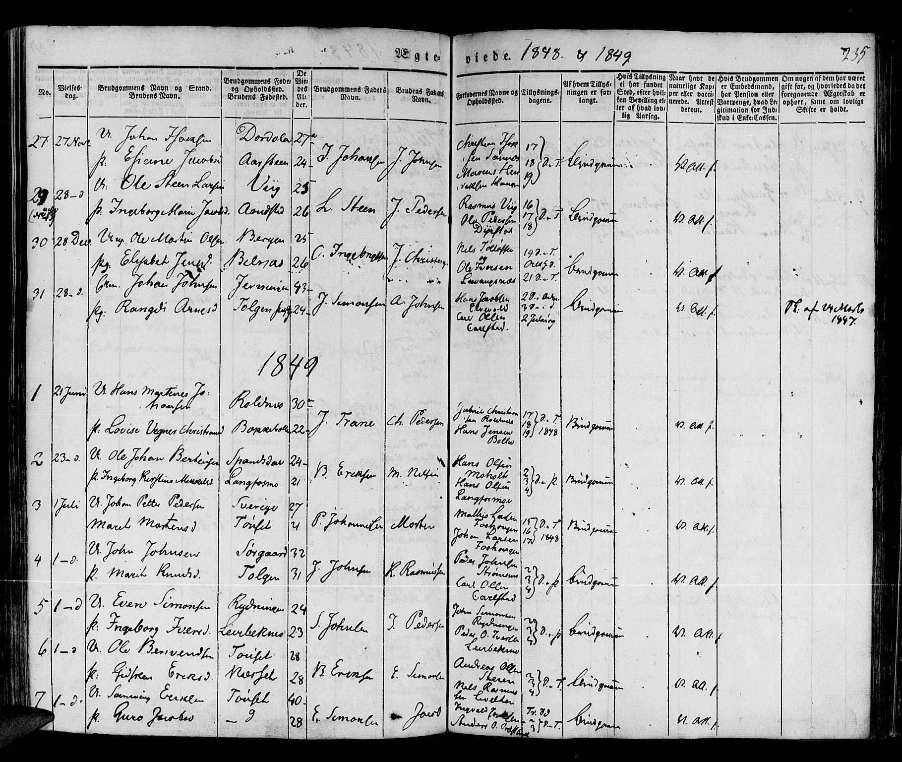 Ibestad sokneprestembete, SATØ/S-0077/H/Ha/Haa/L0006kirke: Parish register (official) no. 6, 1837-1850, p. 235