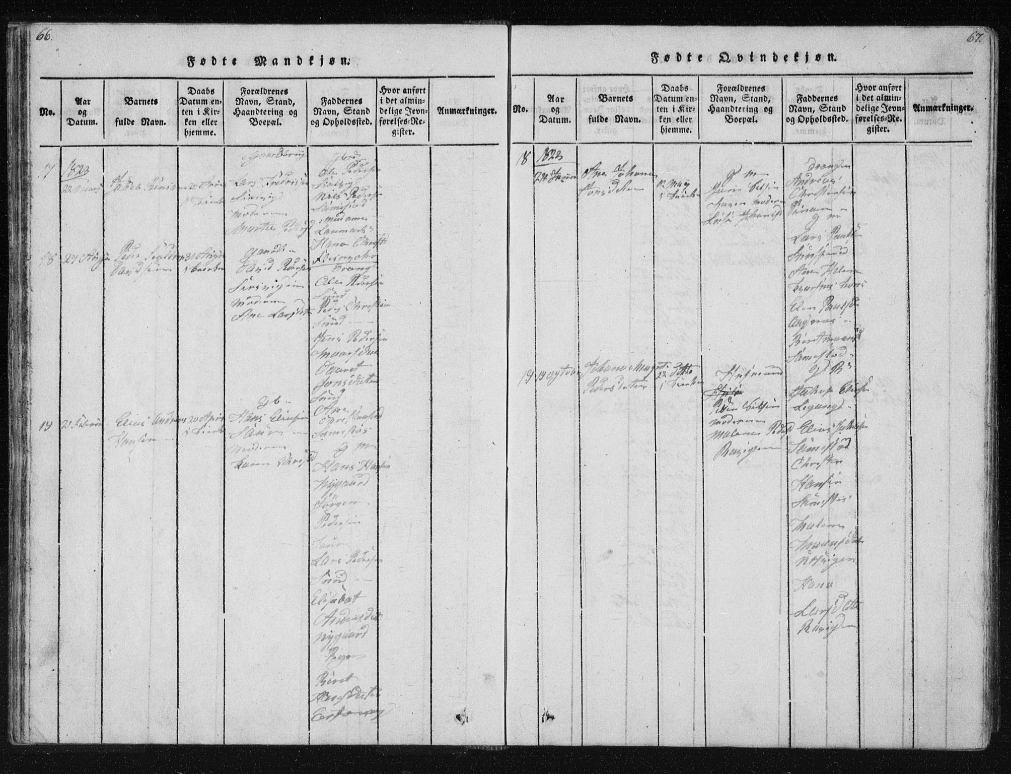 Ministerialprotokoller, klokkerbøker og fødselsregistre - Nordland, SAT/A-1459/805/L0096: Parish register (official) no. 805A03, 1820-1837, p. 66-67