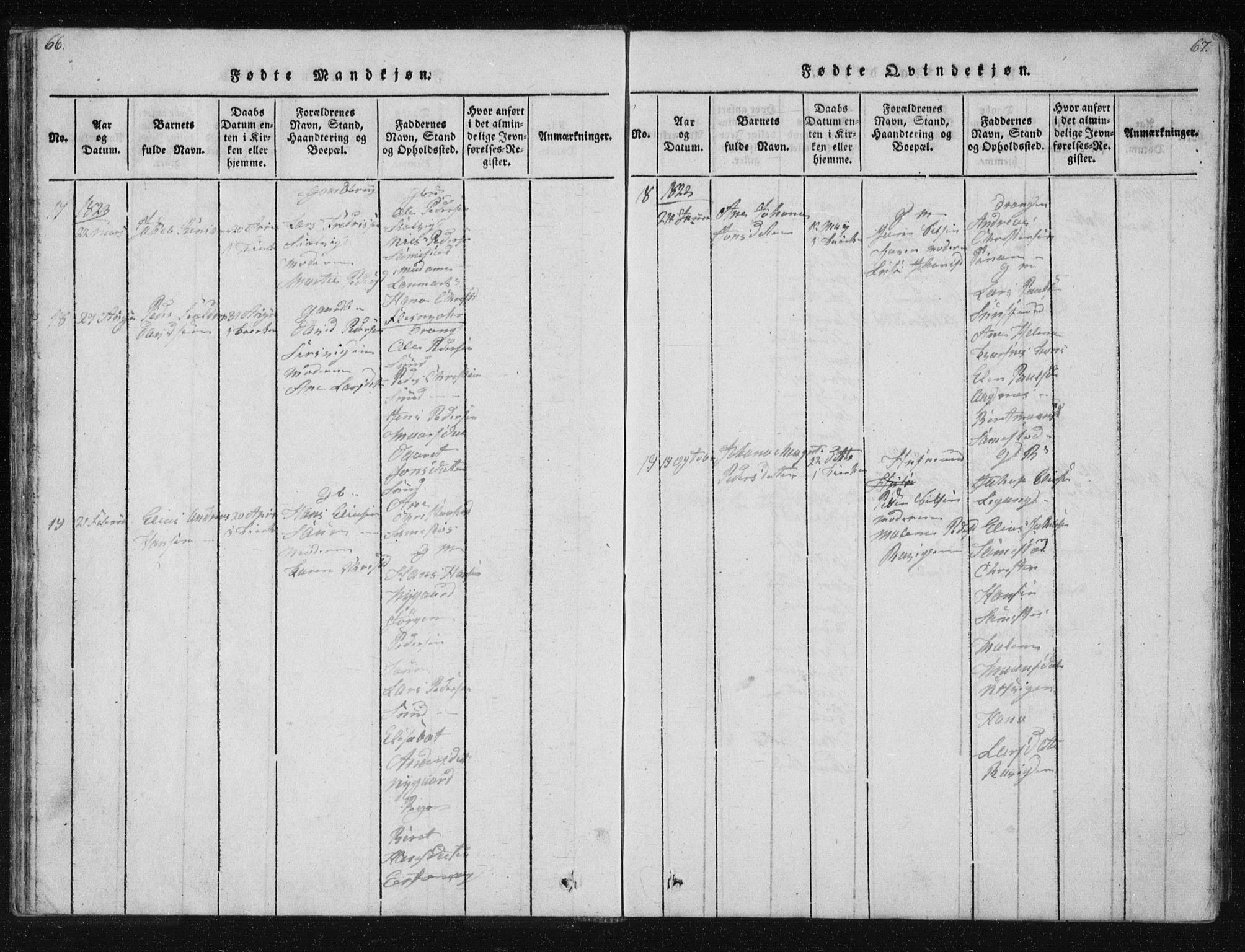 Ministerialprotokoller, klokkerbøker og fødselsregistre - Nordland, AV/SAT-A-1459/805/L0096: Parish register (official) no. 805A03, 1820-1837, p. 66-67