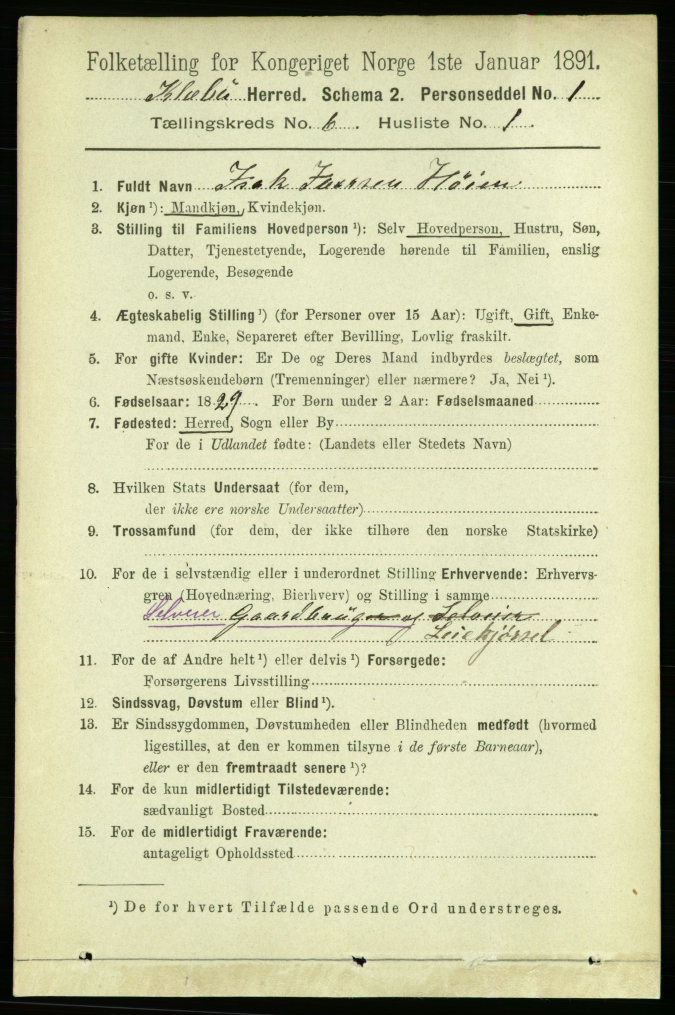 RA, 1891 census for 1662 Klæbu, 1891, p. 1227