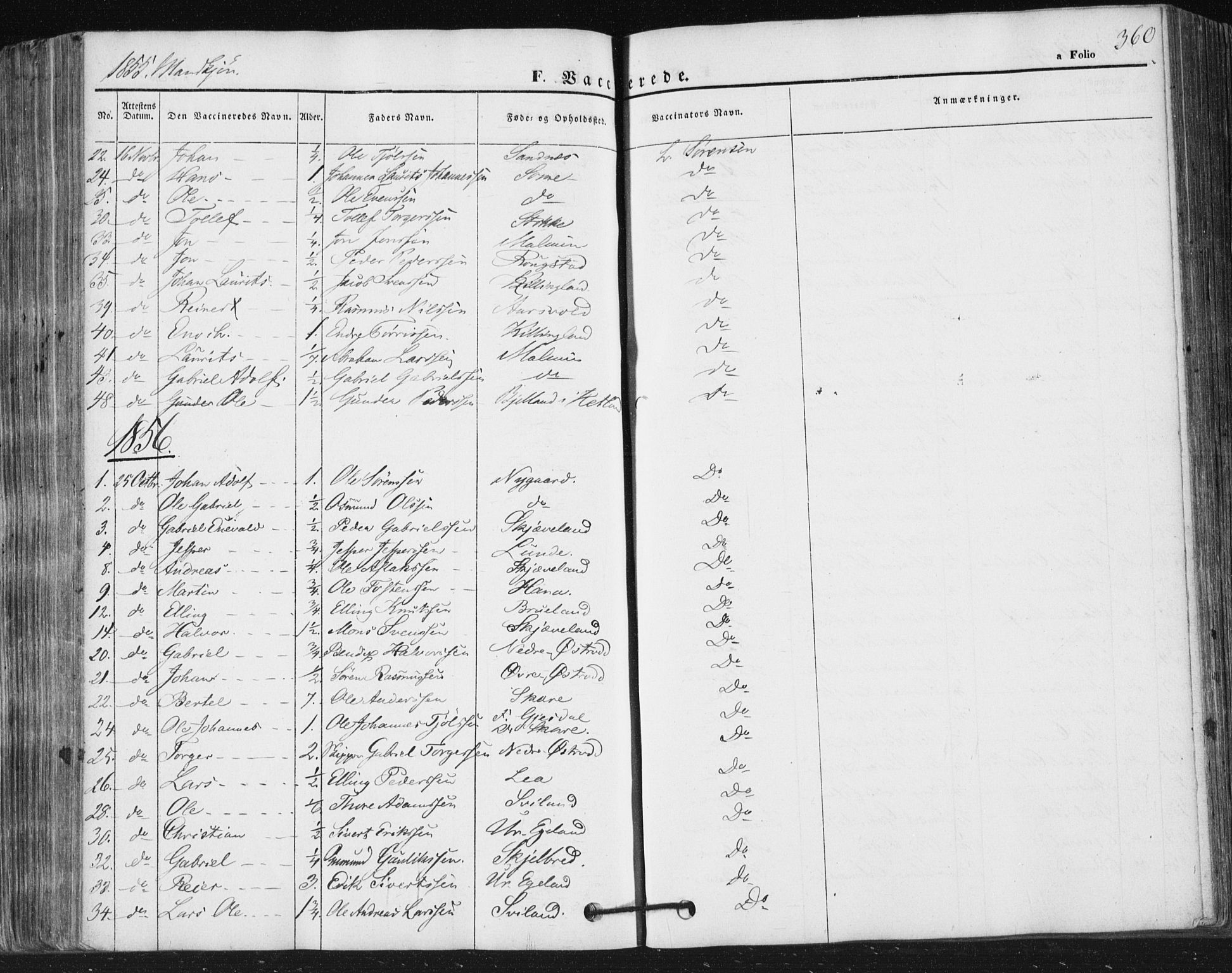 Høyland sokneprestkontor, SAST/A-101799/001/30BA/L0008: Parish register (official) no. A 8, 1841-1856, p. 360