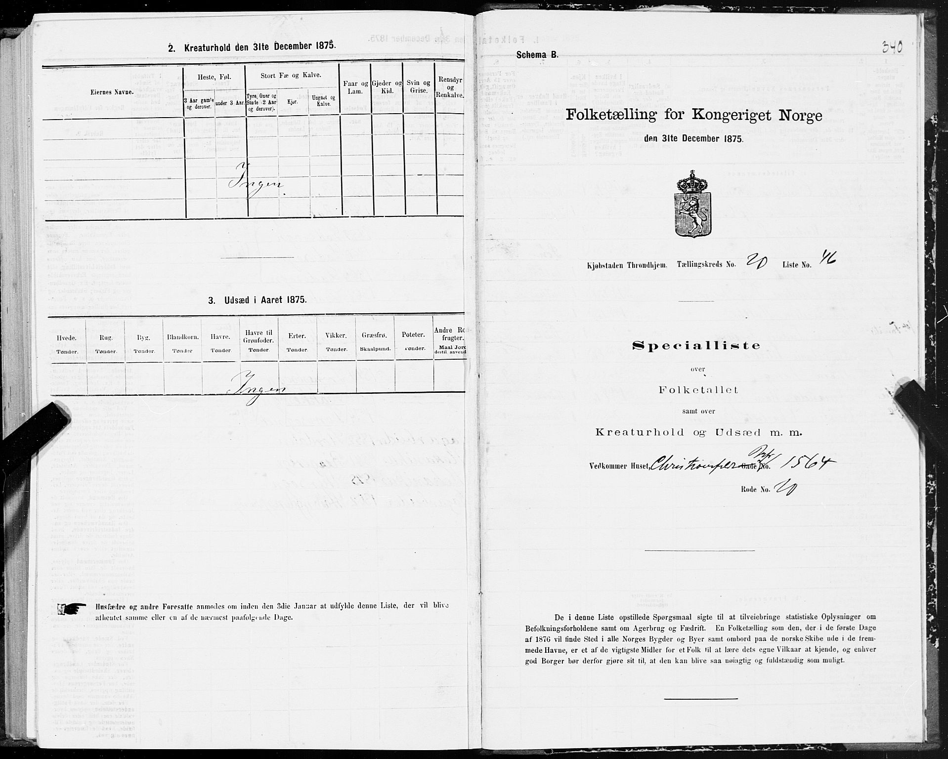 SAT, 1875 census for 1601 Trondheim, 1875, p. 10340