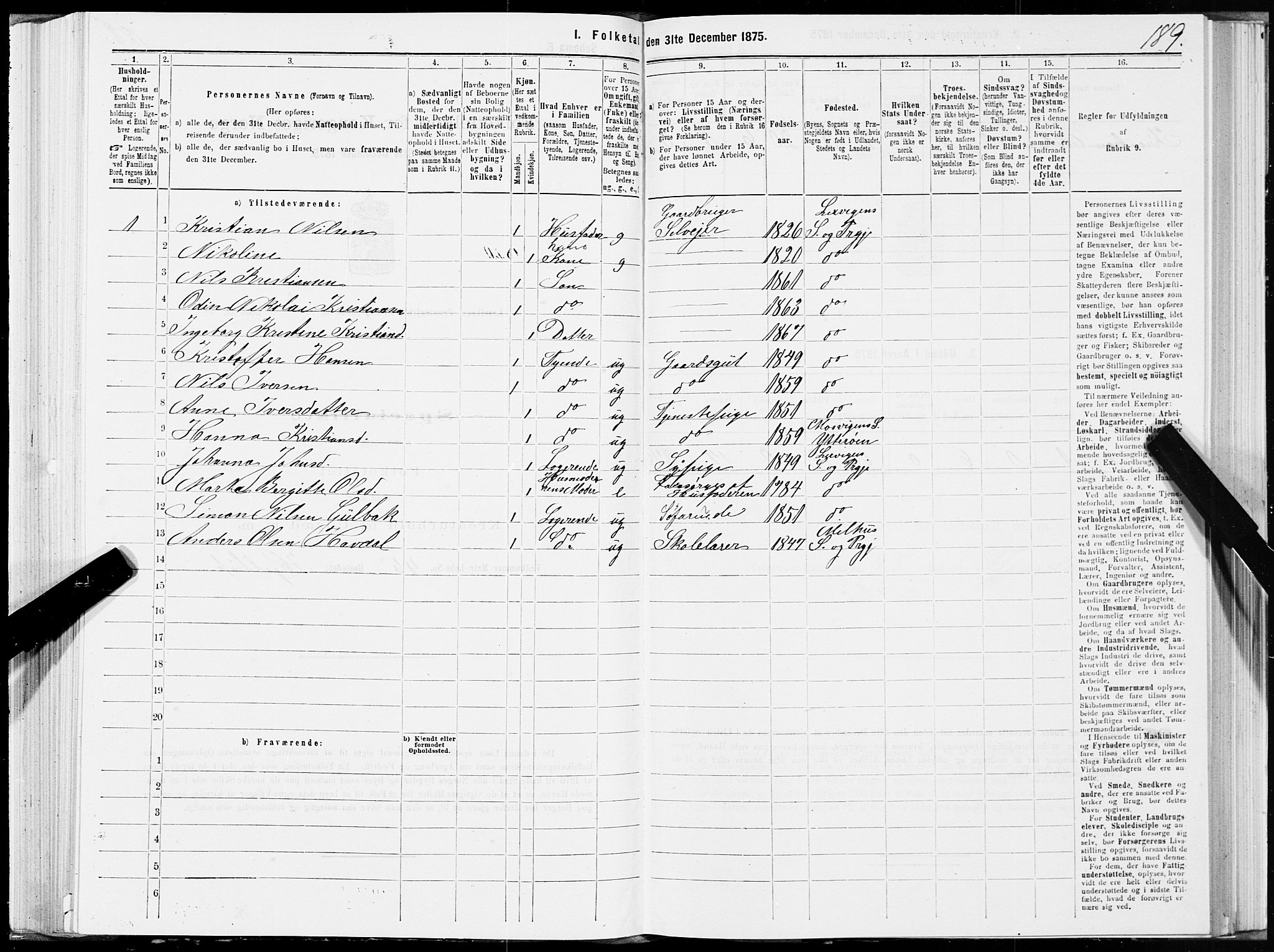 SAT, 1875 census for 1718P Leksvik, 1875, p. 1189