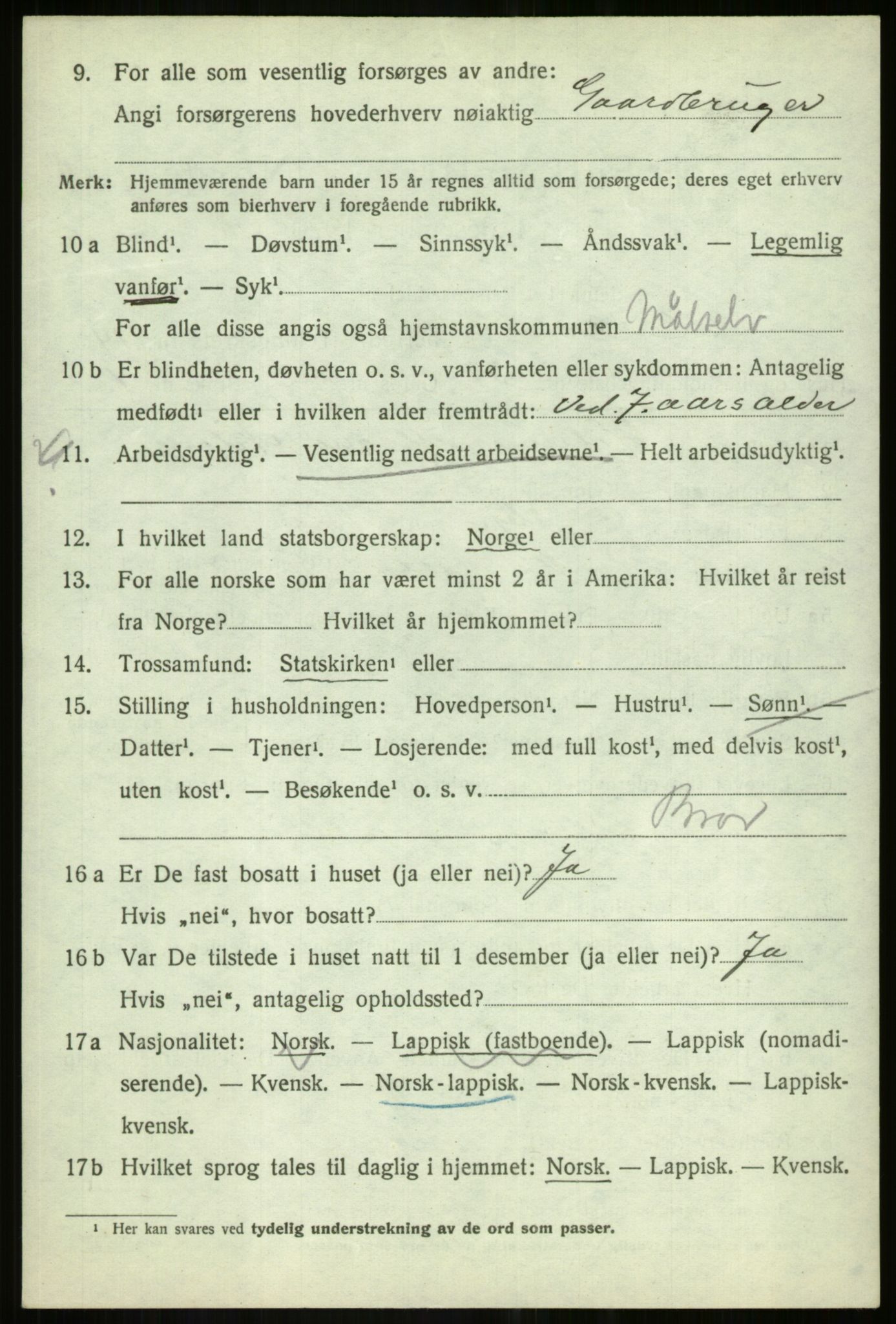 SATØ, 1920 census for Målselv, 1920, p. 7602