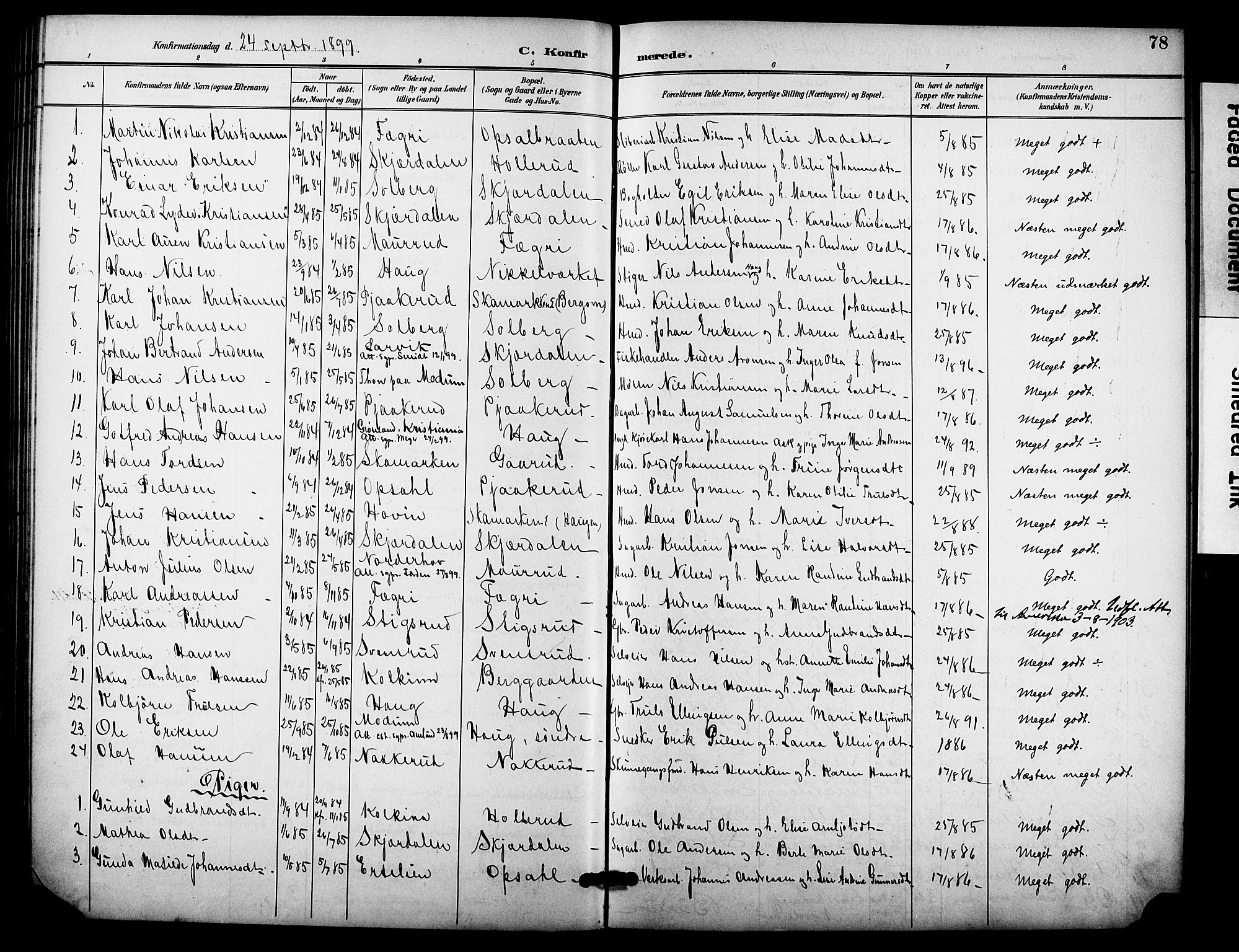 Hole kirkebøker, SAKO/A-228/F/Fb/L0002: Parish register (official) no. II 2, 1892-1906, p. 78
