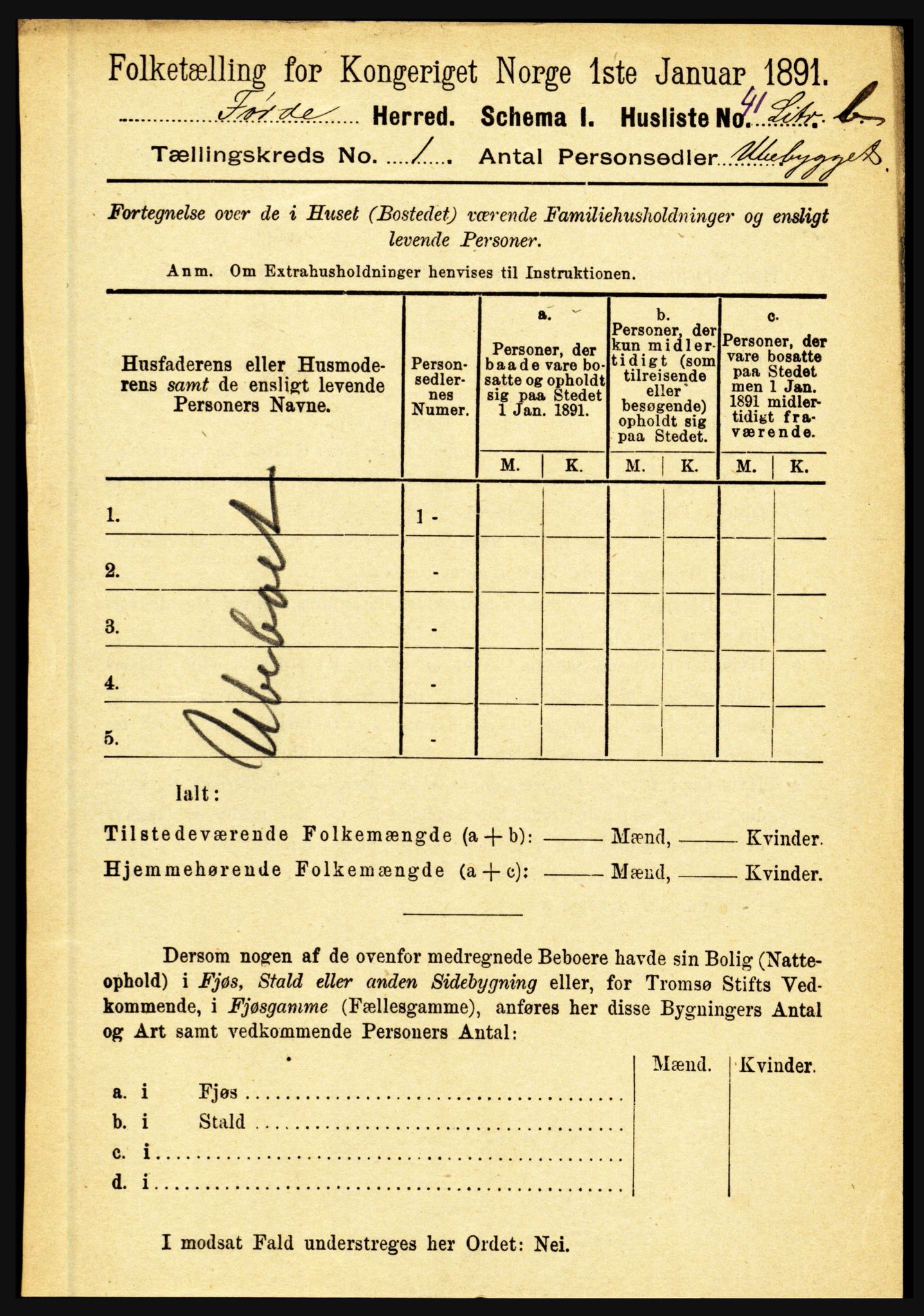 RA, 1891 census for 1432 Førde, 1891, p. 86