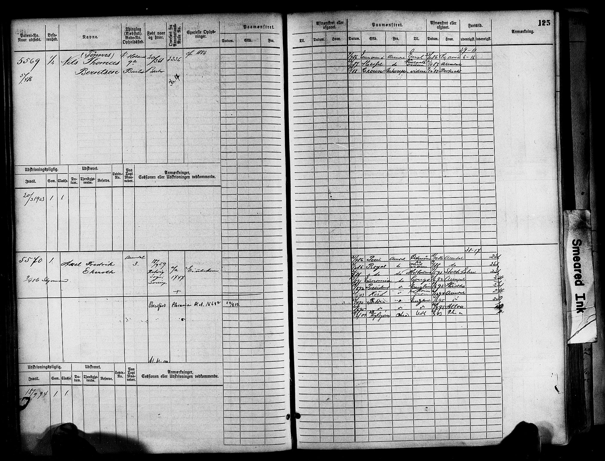 Arendal mønstringskrets, AV/SAK-2031-0012/F/Fb/L0017: Hovedrulle A nr 5323-6076, S-15, 1884-1892, p. 125