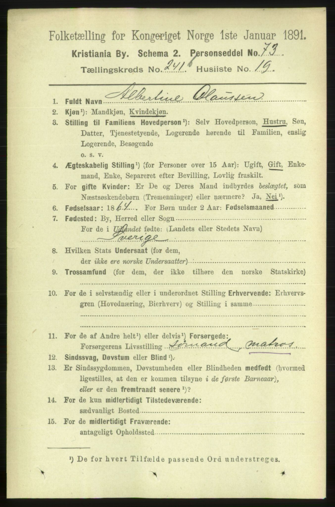 RA, 1891 census for 0301 Kristiania, 1891, p. 146814